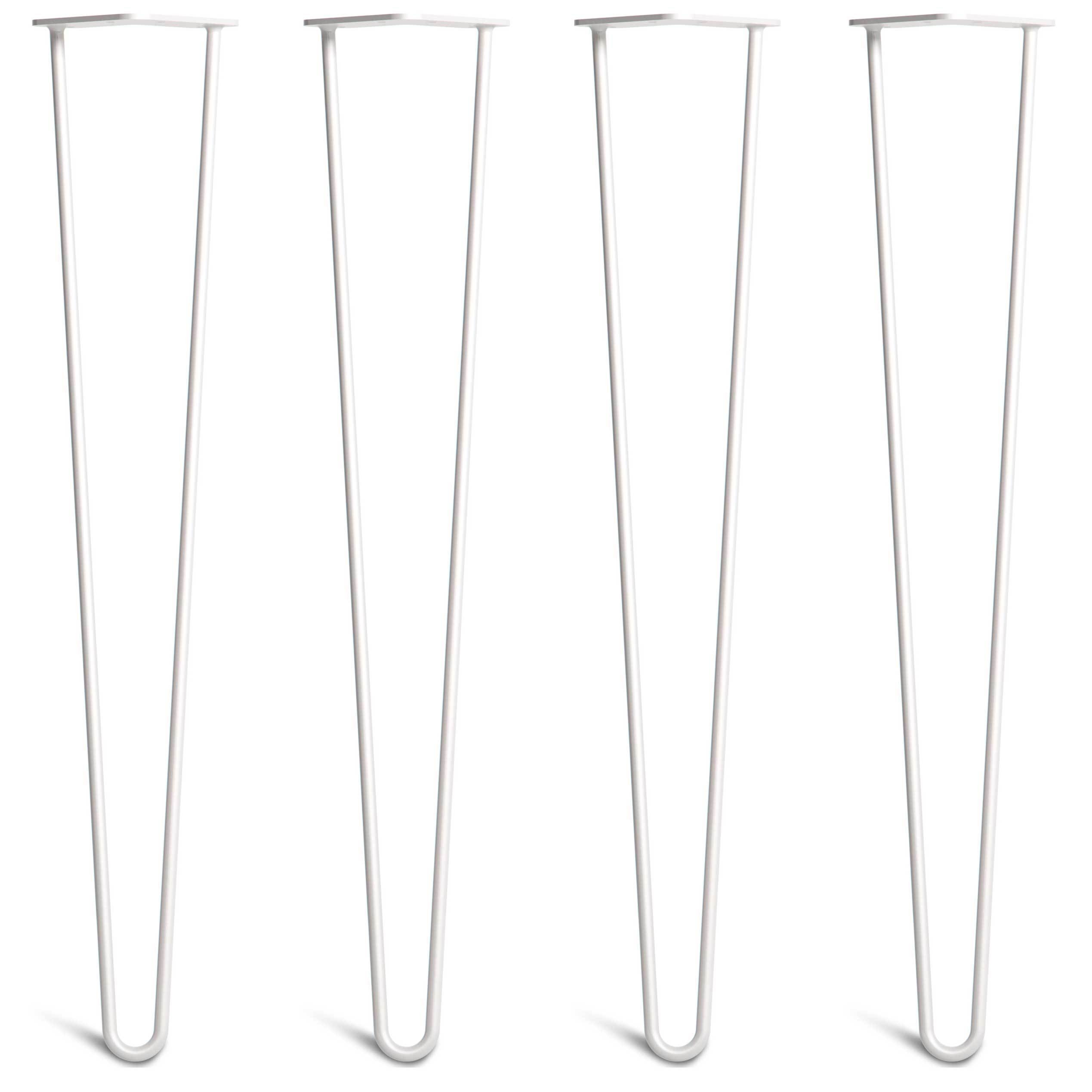 Desk & Dining Table Hairpin Legs – Steel – White – 71cm – 2 Rod Design – 10mm – Classic – Pack Of 4 – The Hairpin Leg Company