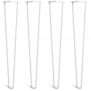 Desk & Dining Table Hairpin Legs – Steel – White – 71cm – 2 Rod Design – 10mm – Classic – Pack Of 4 – The Hairpin Leg Company