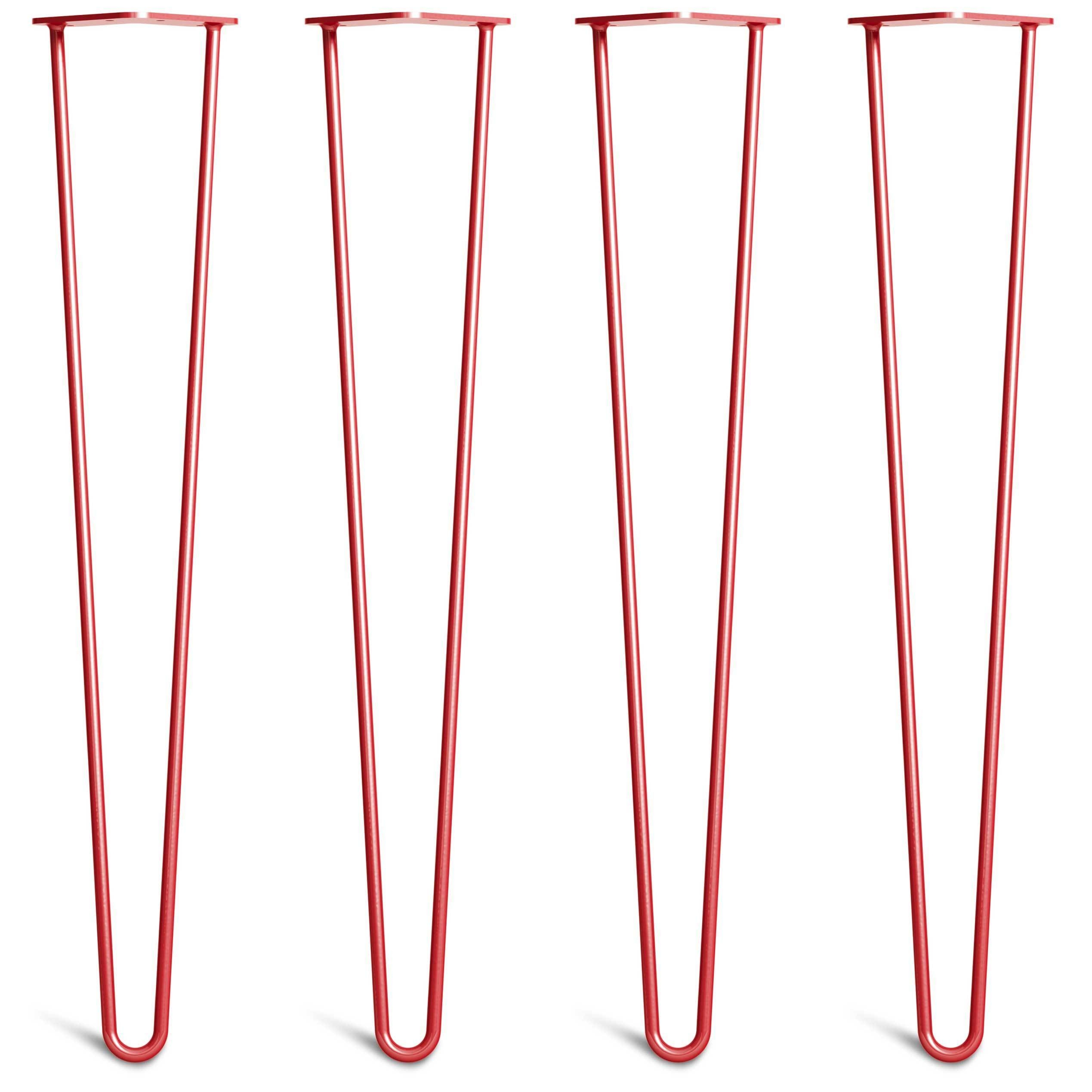 Desk & Dining Table Hairpin Legs – Steel – Red – 71cm – 2 Rod Design – 10mm – Classic – Pack Of 4 – The Hairpin Leg Company
