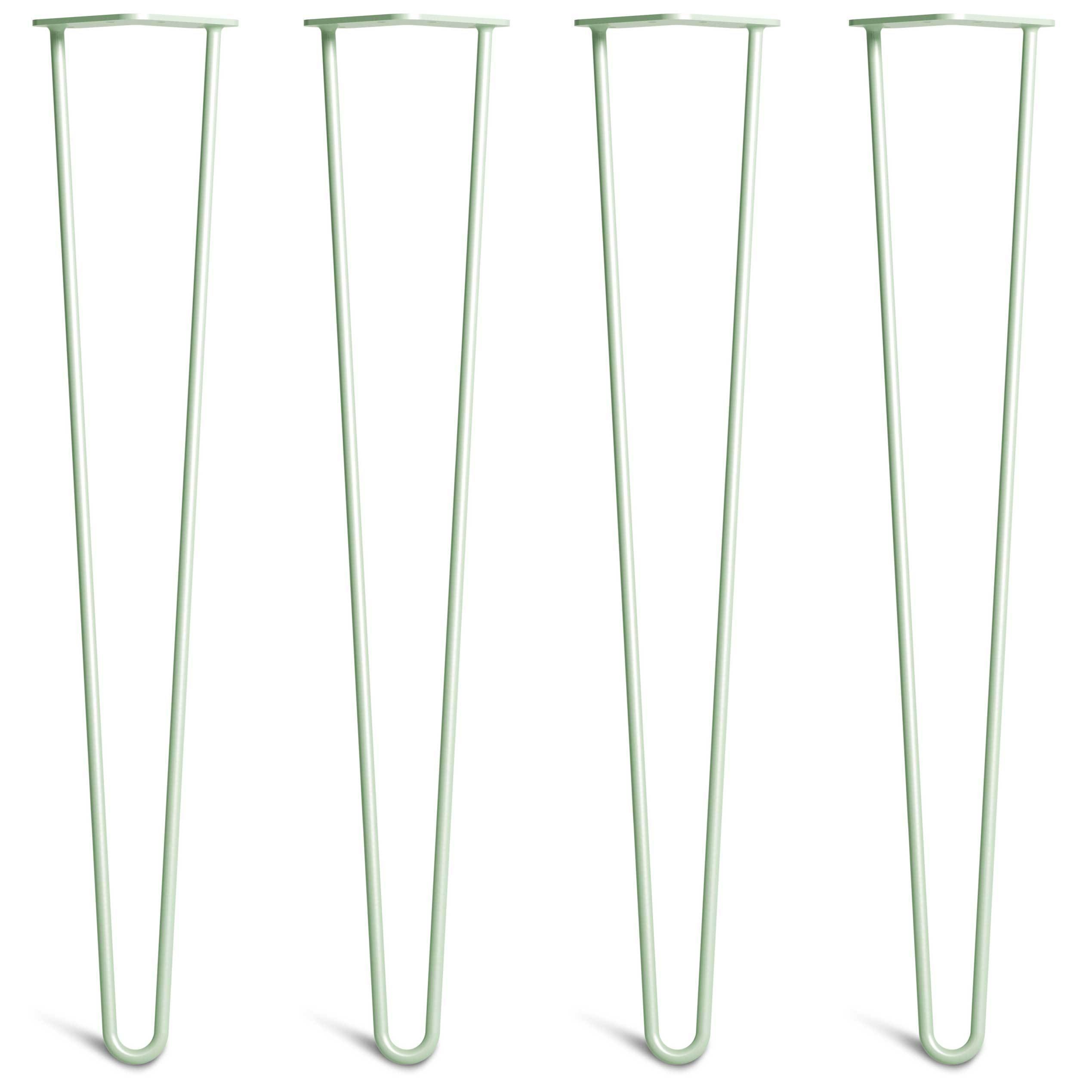 Desk & Dining Table Hairpin Legs – Steel – Pastel Green – 71cm – 2 Rod Design – 10mm – Classic – Pack Of 4 – The Hairpin Leg Company
