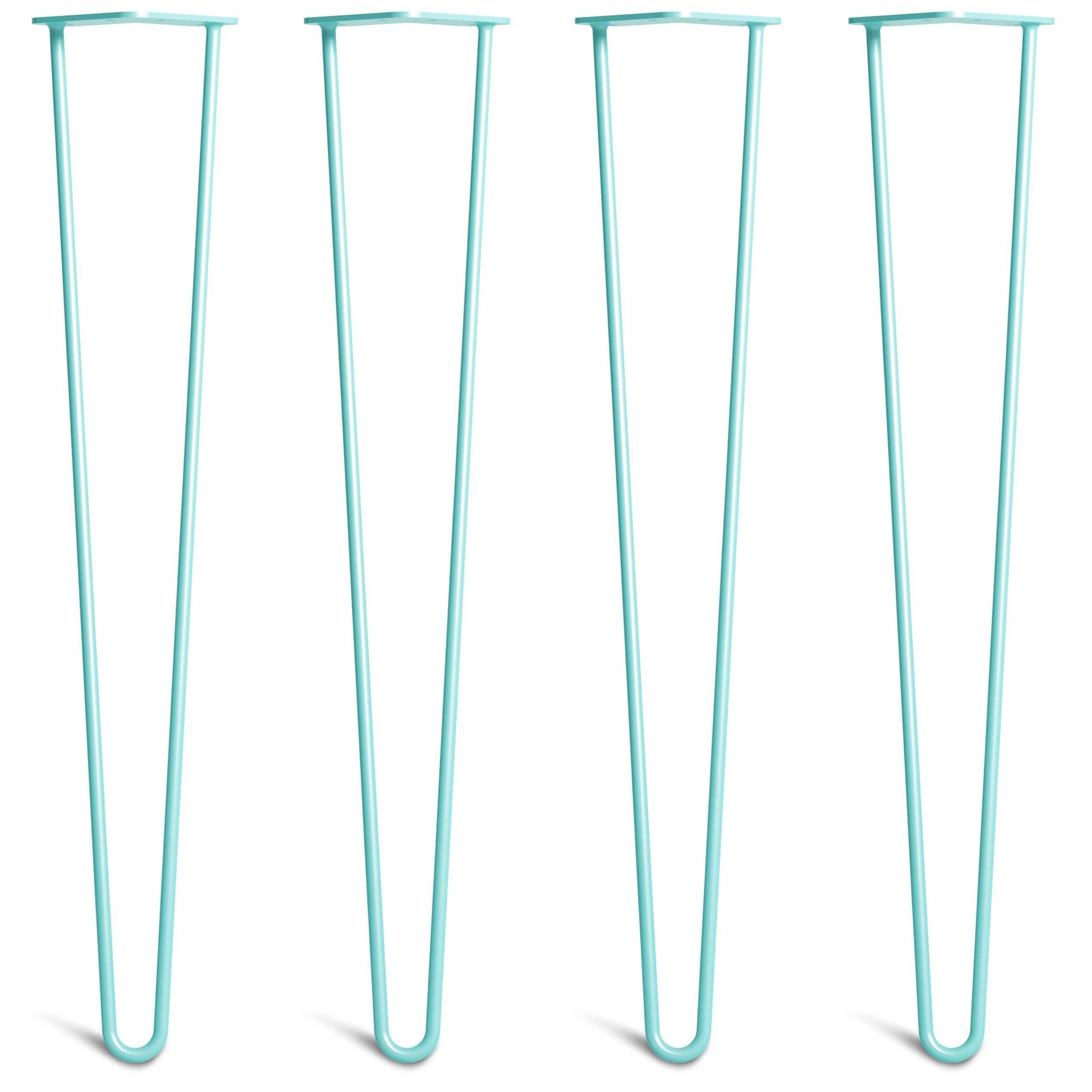 Desk & Dining Table Hairpin Legs – Steel – Duck Egg Blue – 71cm – 2 Rod Design – 10mm – Classic – Pack Of 4 – The Hairpin Leg Company