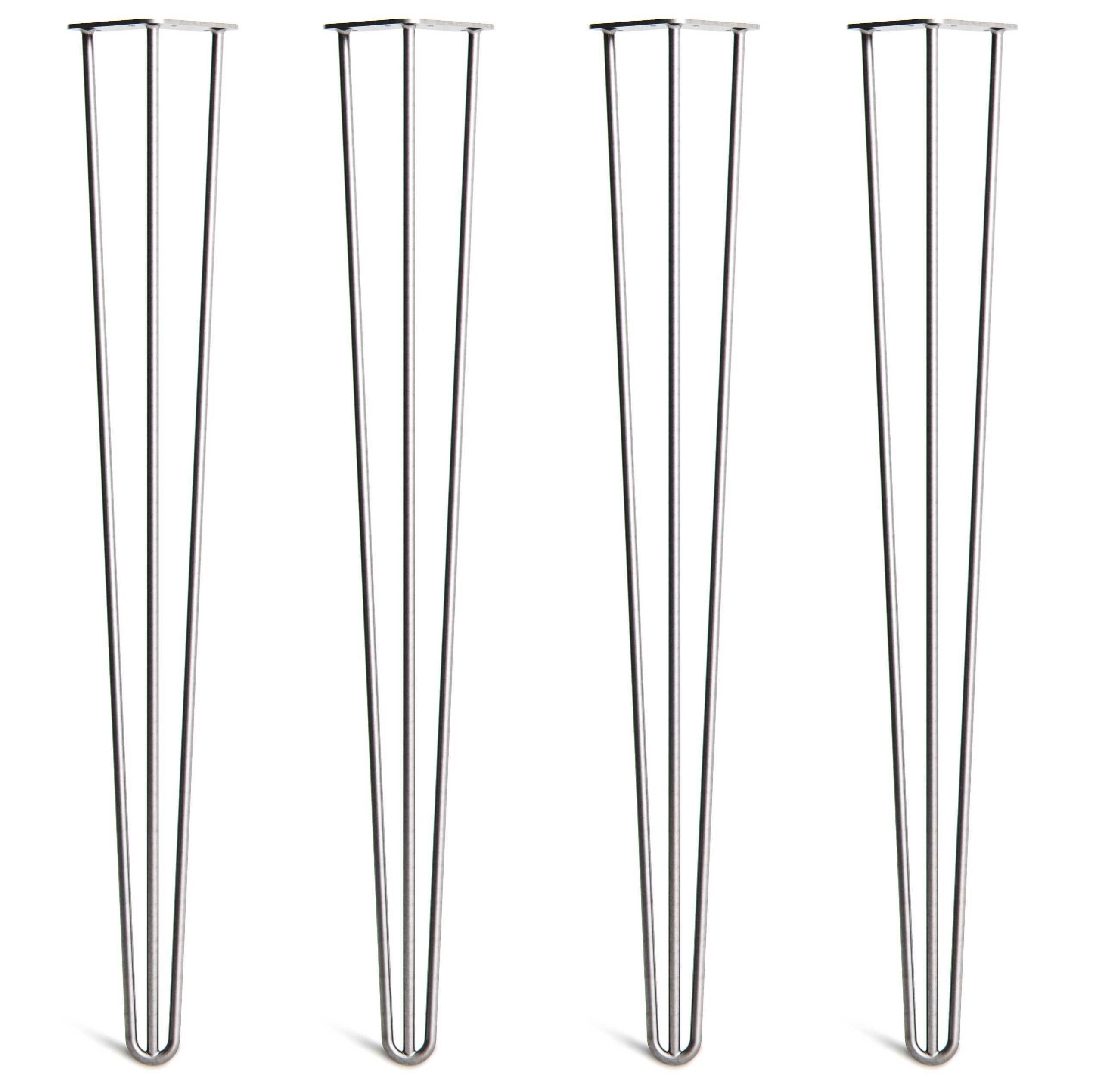 Hairpin Countertop Legs – Steel – Silver – 86cm – 3 Rod Design – 10mm – Classic – Pack Of 4 – The Hairpin Leg Company