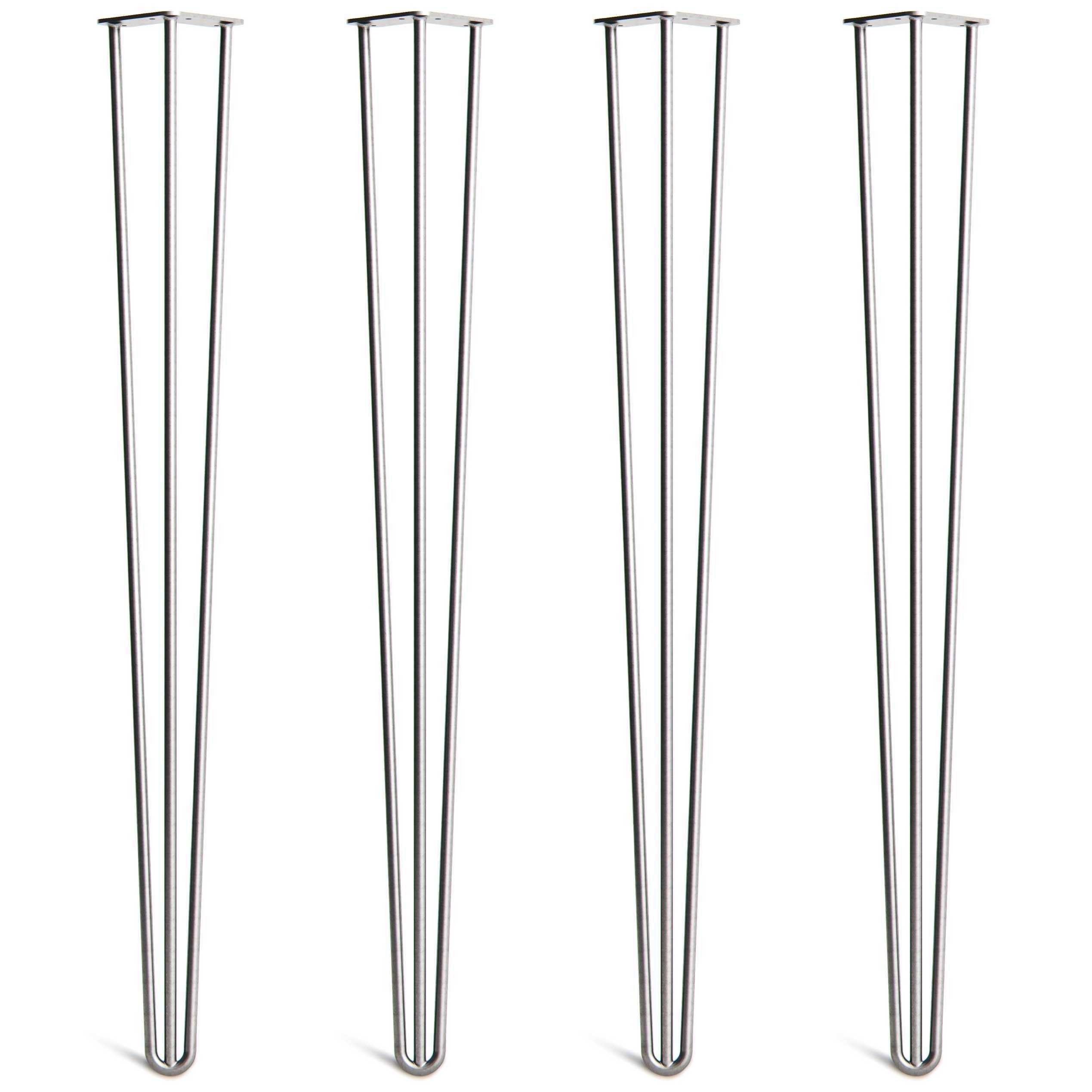 Hairpin Bar Table Legs – Steel – Silver – 102cm – 3 Rod Design – 12mm – Heavy Duty – Pack Of 4 – The Hairpin Leg Company