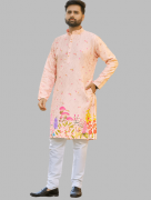 Haldi Yellow Sangeet Boutique Designer Men Kurta Pyjama L / Peach – Bonyhub