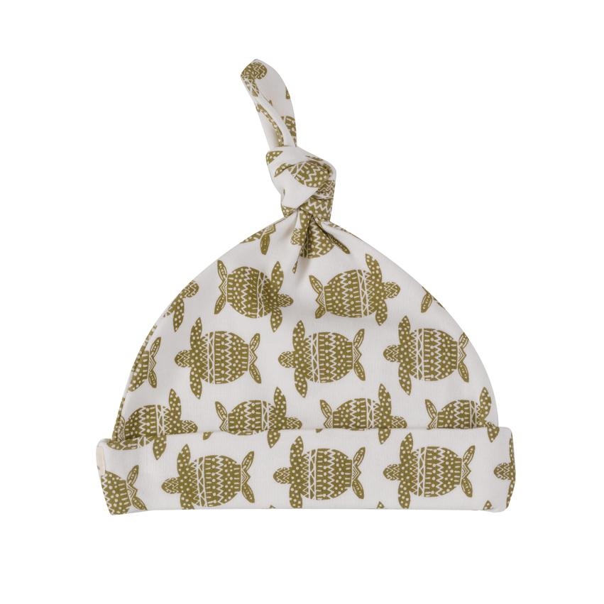 Pigeon Baby Knotted Hat In Olive Turtle – 0-5m