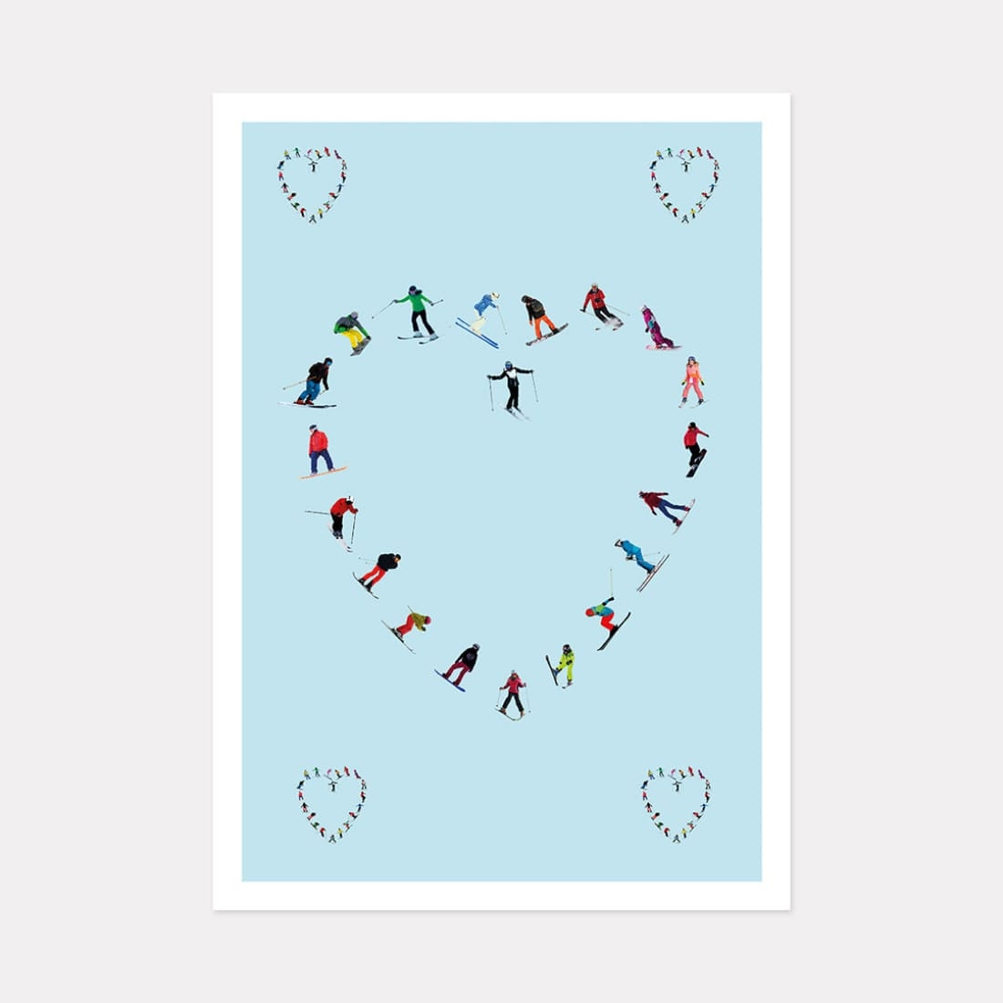 Heart Ski Art Print, A3 Print (42cm x 29.7cm) unframed – Powderhound