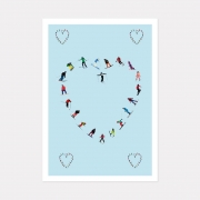 Heart Ski Art Print, A3 Print (42cm x 29.7cm) unframed – Powderhound