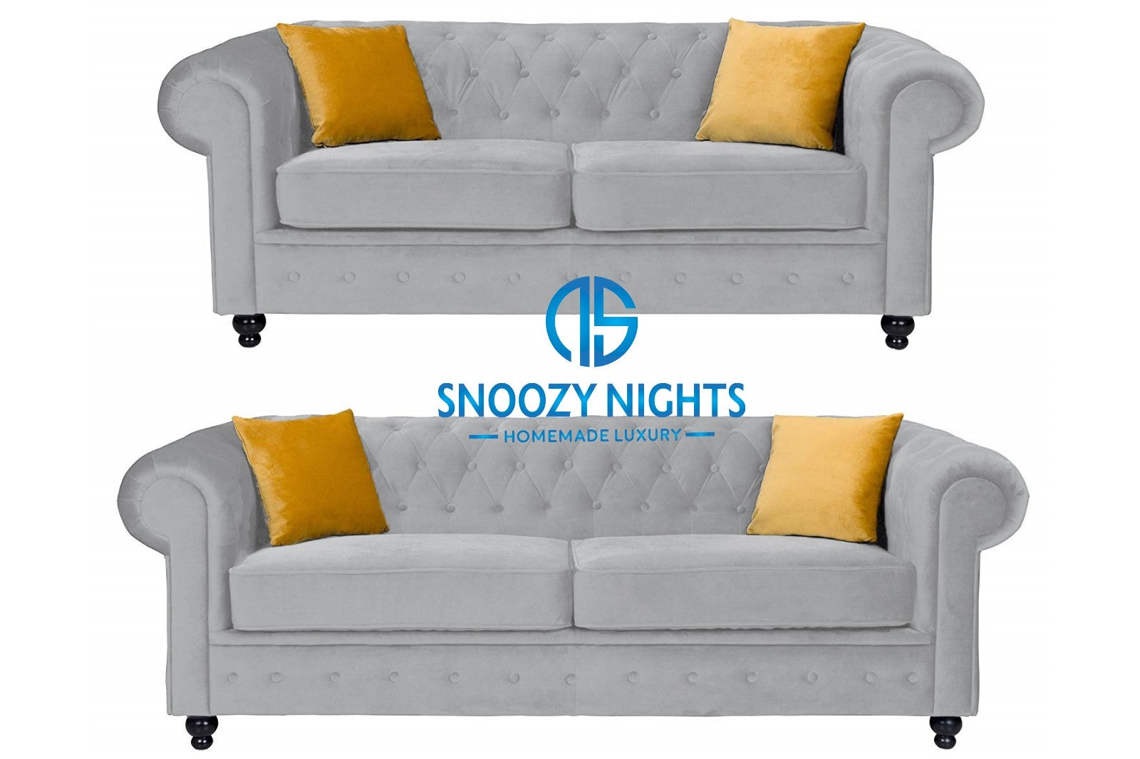 Hilton Sofa – Two Seater – Silver – Snoozy Nights