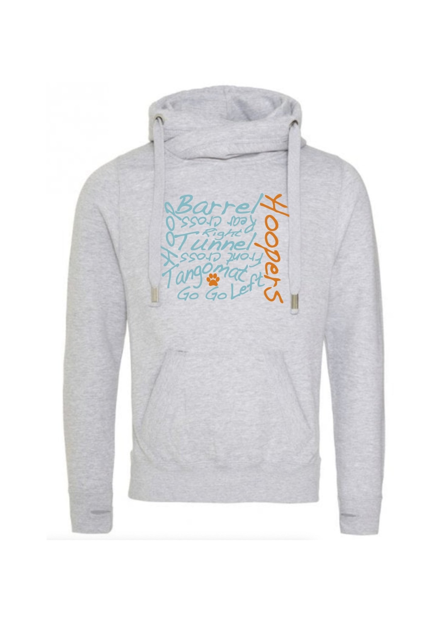 Hoopers Words Cross neck Hoodie Large – Grey – Pooch