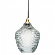 Hubsch Pendant Lamp in Brass and Blue Glass