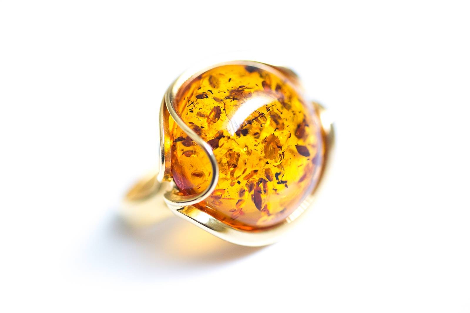 Gold Plated Amber Ring
