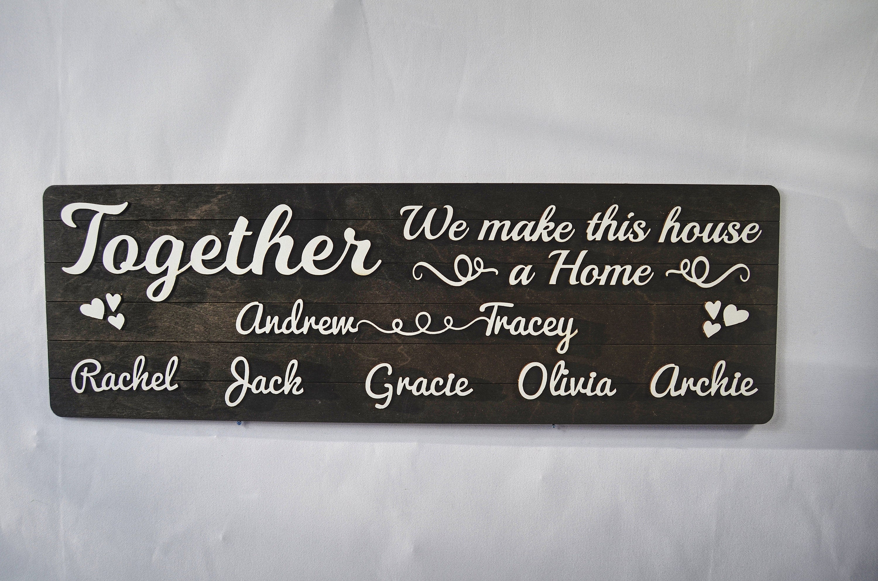 Wooden custom wall Sign pine – Together we make – Forth Craft & Designs