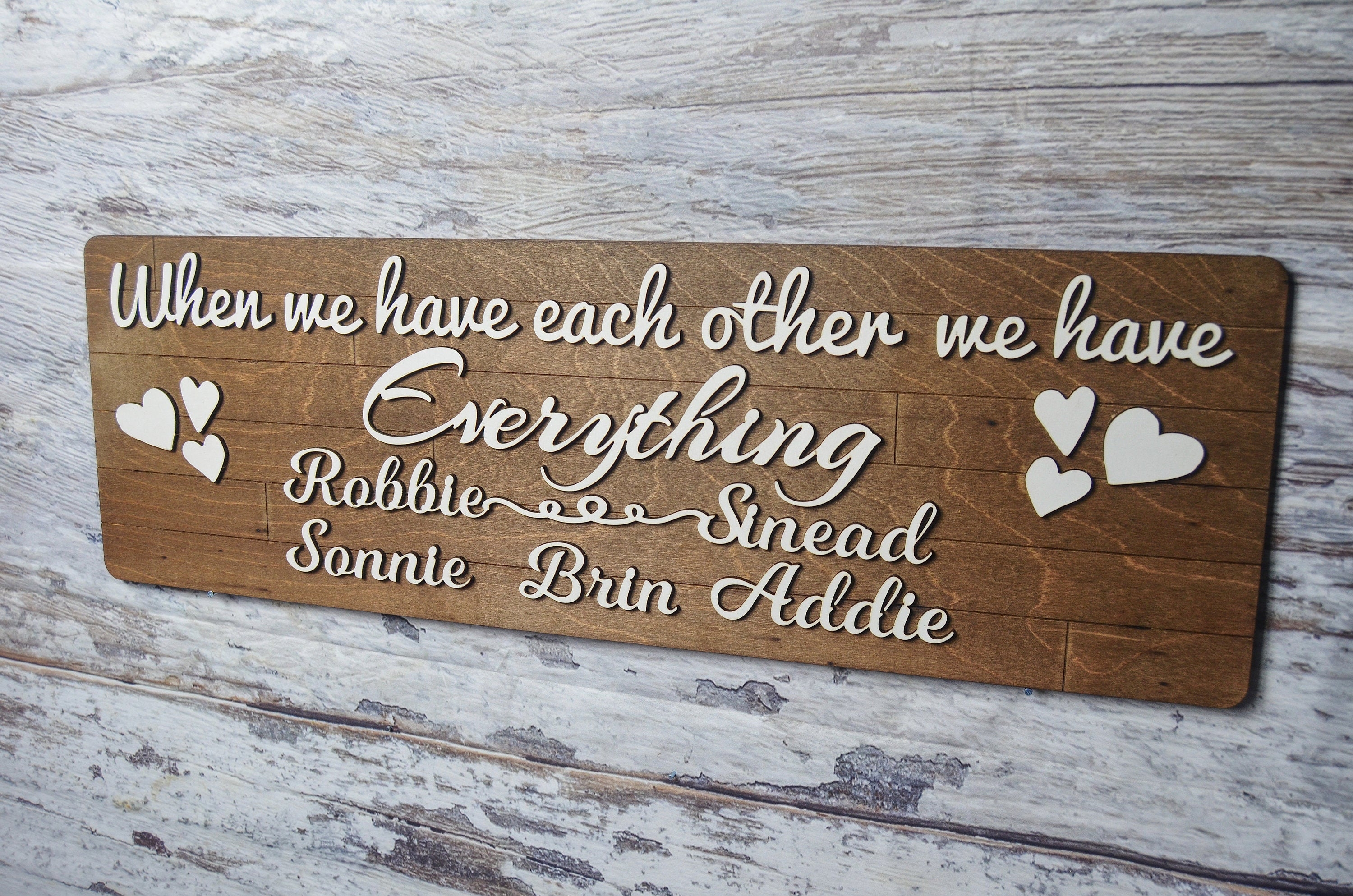 Wooden custom wall Sign ebony – When we have each – Forth Craft & Designs