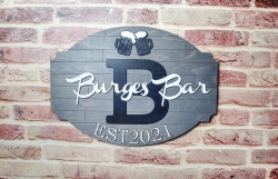 Custom Name Bar Sign blue – Forth Craft & Designs