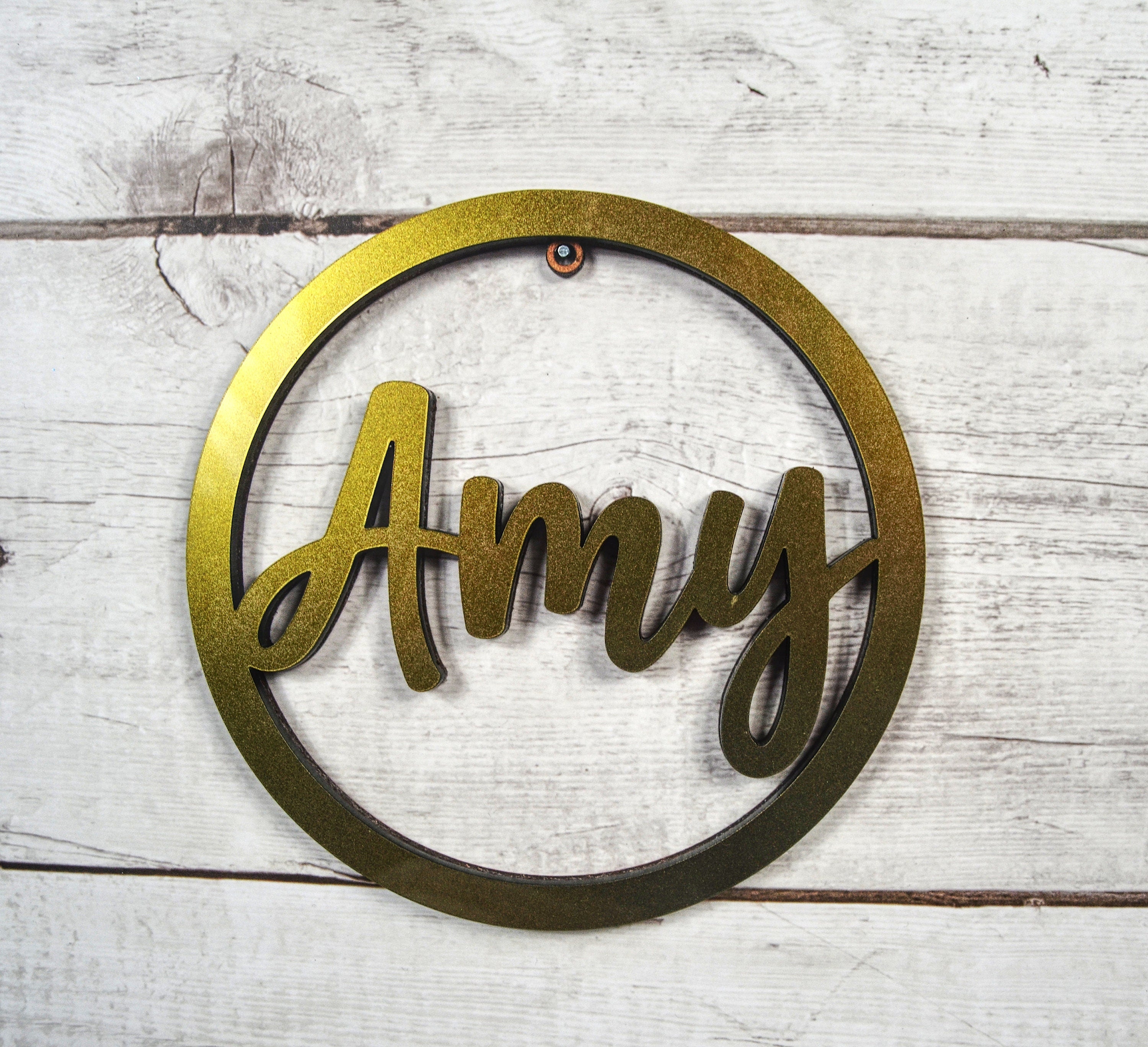 Hanging Loop Name Sign – 15 – green mirrored – Forth Craft & Designs
