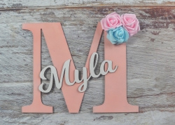 Personalized Letter Name Sign – Custom Wall Decor – 30 – sky blue with stars – 3m Pads – Forth Craft & Designs