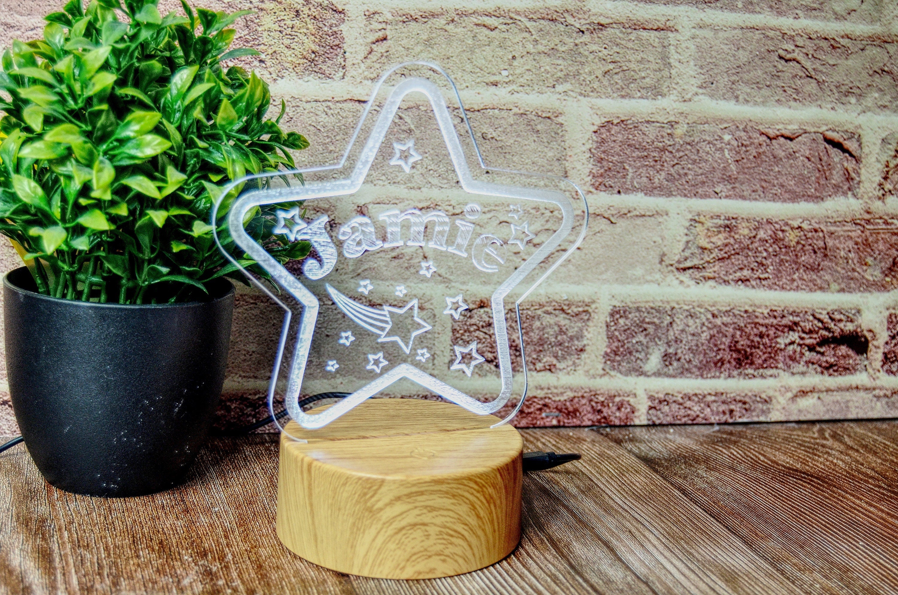 LED night light – Sign – custom lightStar spape Wood – Forth Craft & Designs