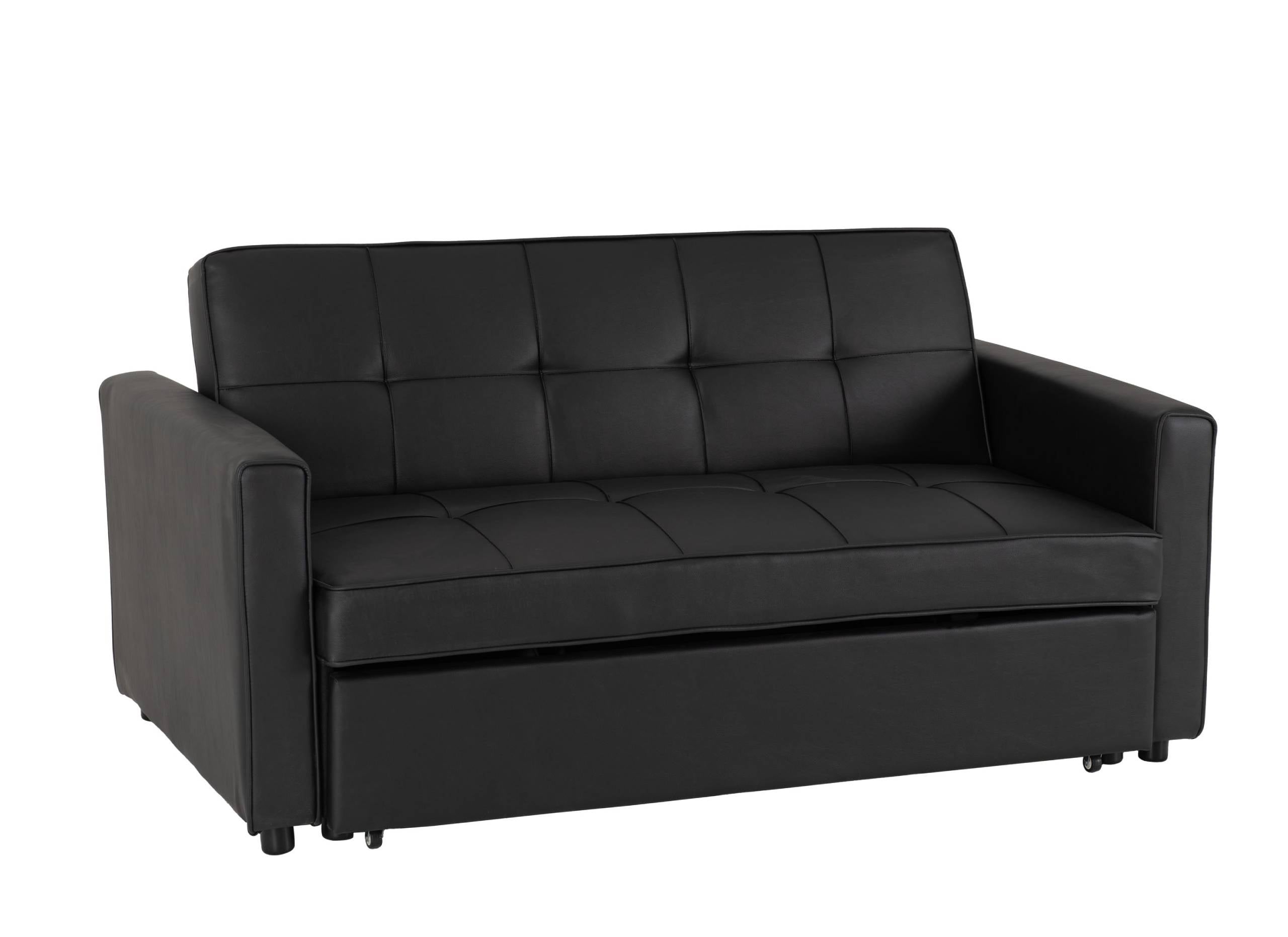 Astoria Sofa Bed Black Faux Leather – Furnishop