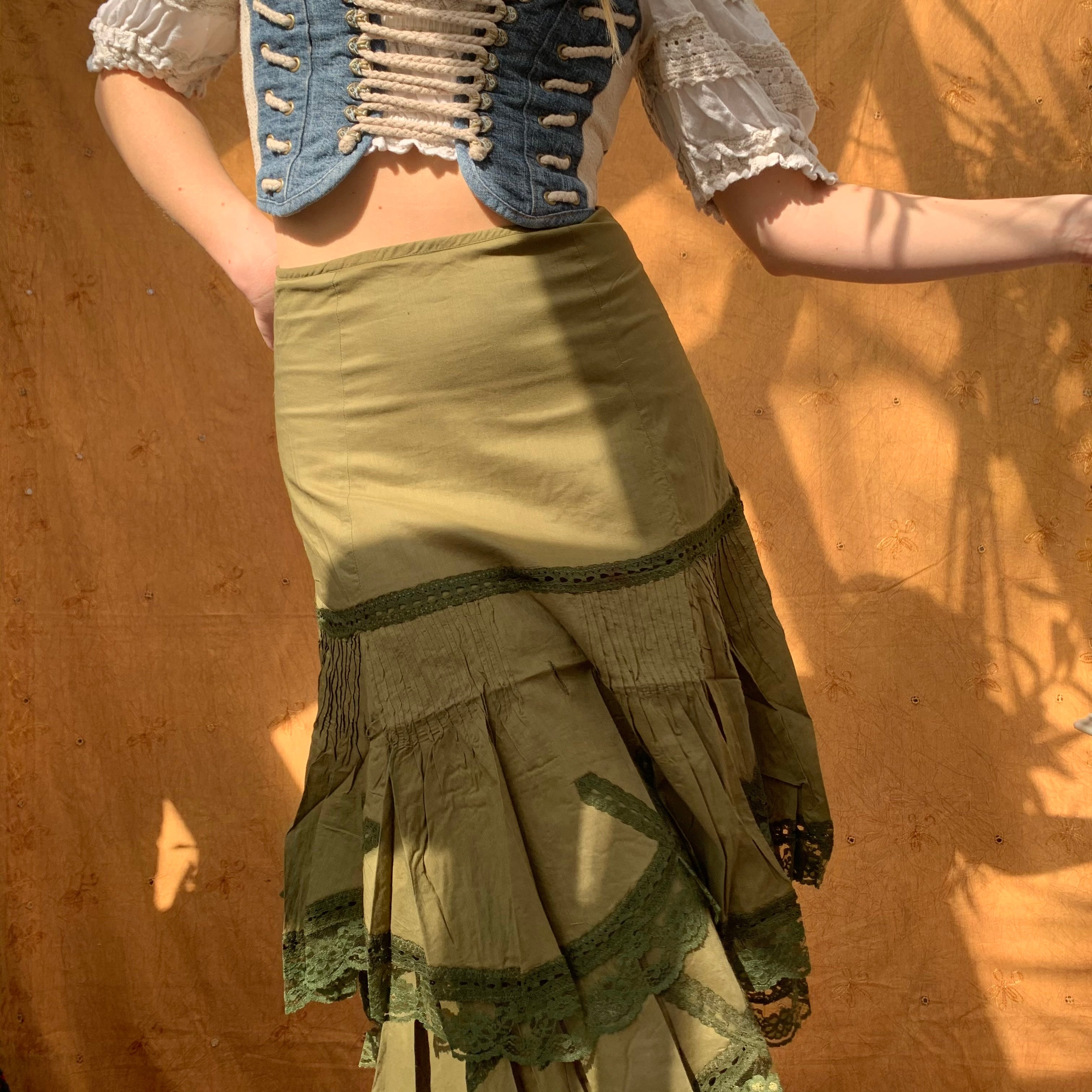 Lace Zip Midi Skirt M / Dark Brown – Portobello Vintage Market