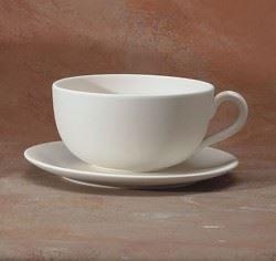 Ceramic Cappuccino Cup & Saucer – Paint Your Own Pottery – Bisque