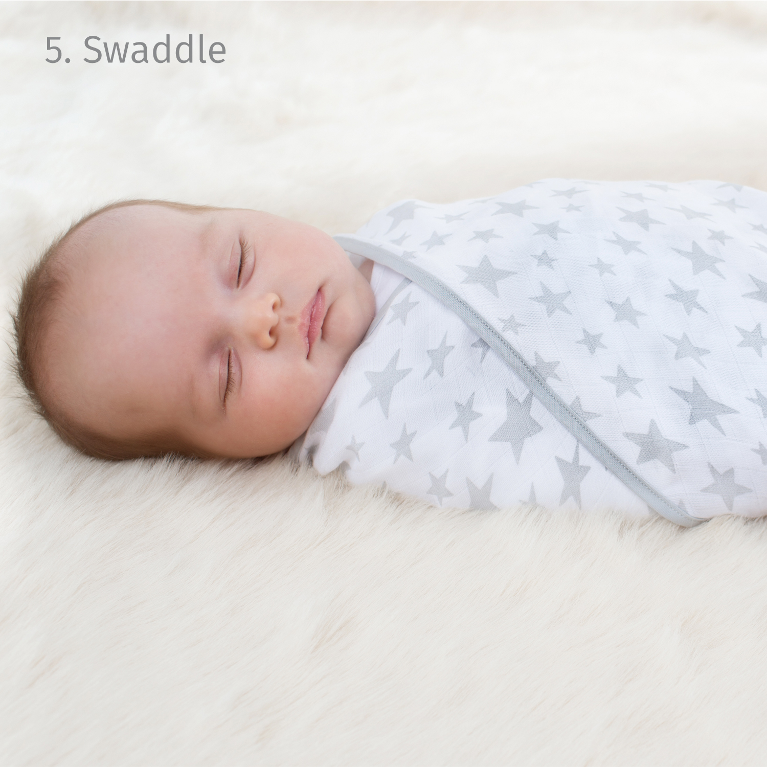 Cheeky Chompers Silver Stars Organic MultiMuslin Baby Swaddle – White