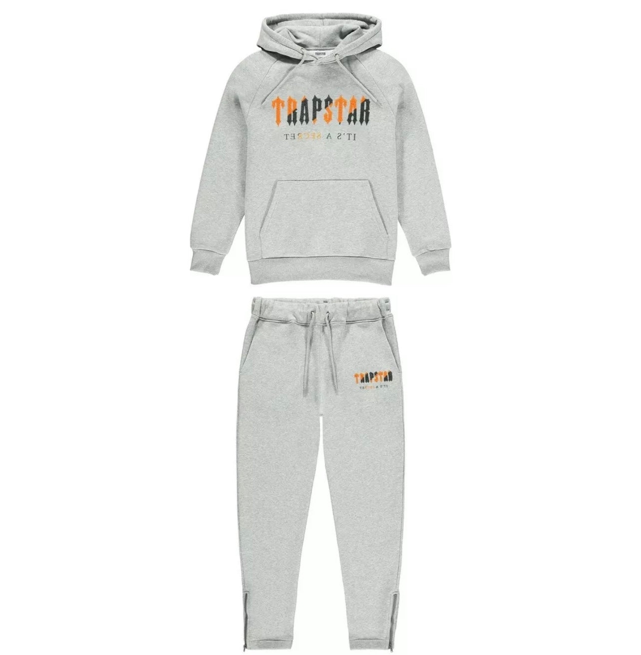 Trapstar Chenille Decoded Hoodie Tracksuit Grey / Orange L – RpshoppingHQ