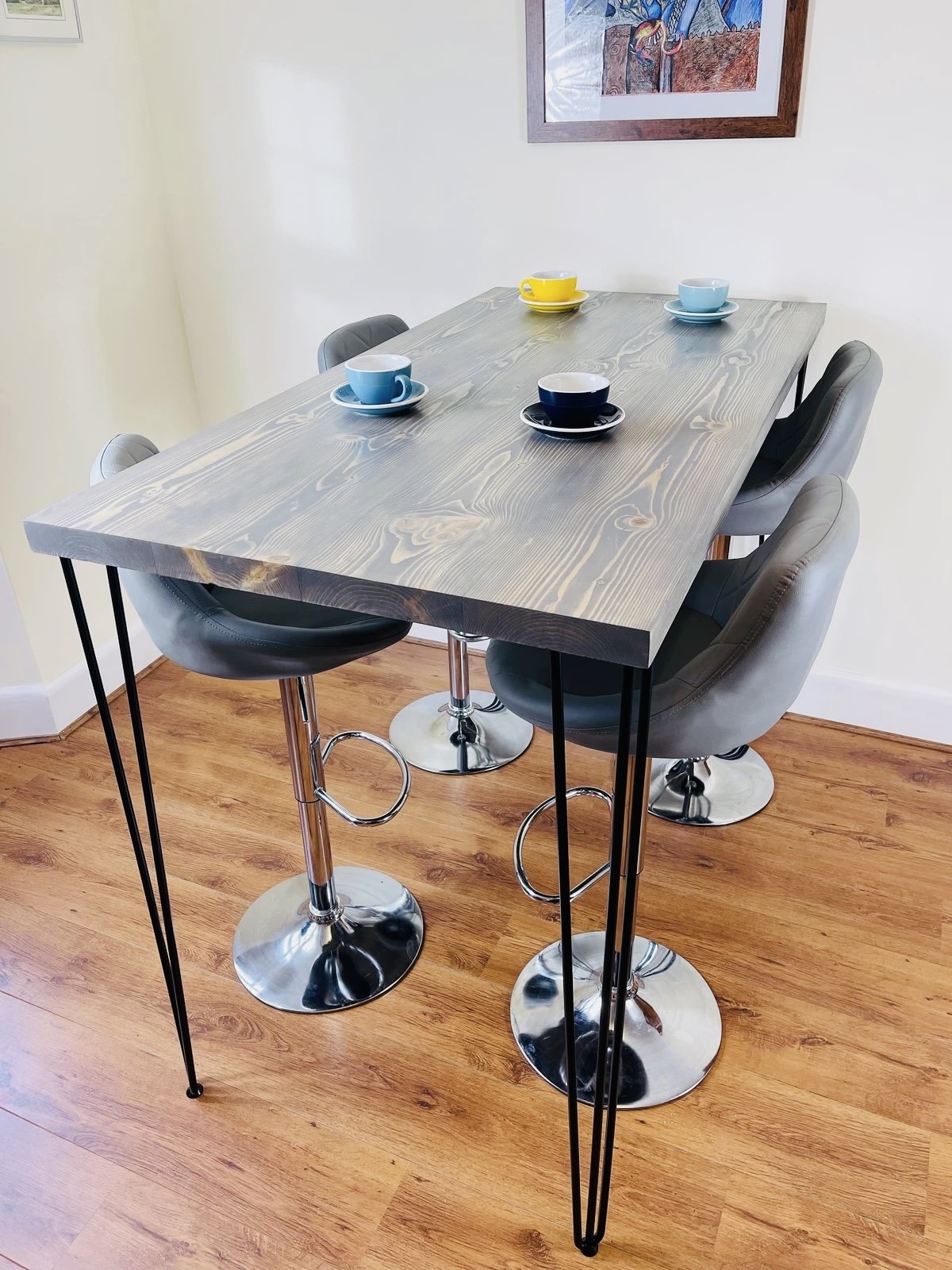 Breakfast Bar Table-Tall Table With 3 Rod Hairpin Legs – (L)150cmX(W)63cm