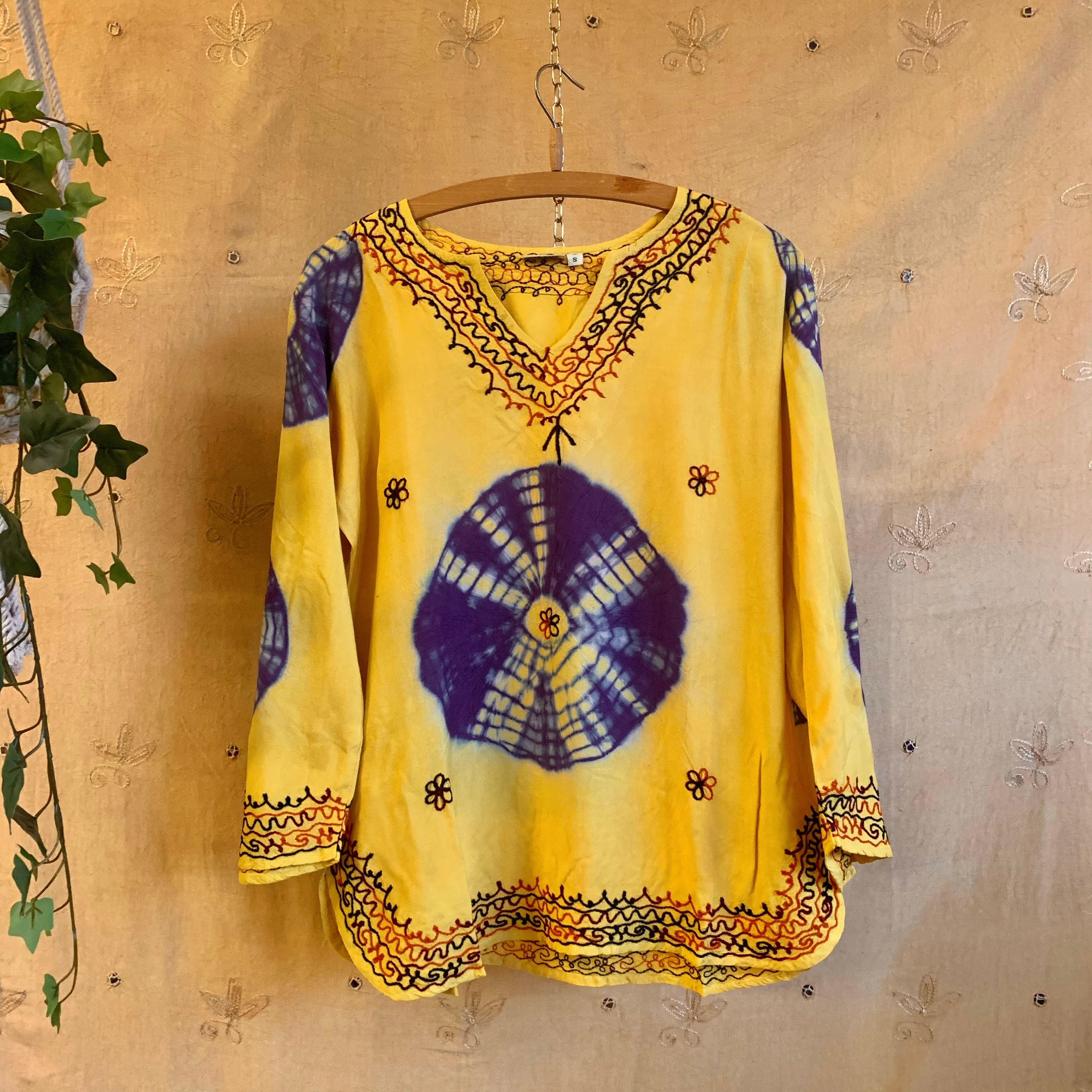 Tie Dye Embroidered Cotton Tunic S / Lemon – Portobello Vintage Market