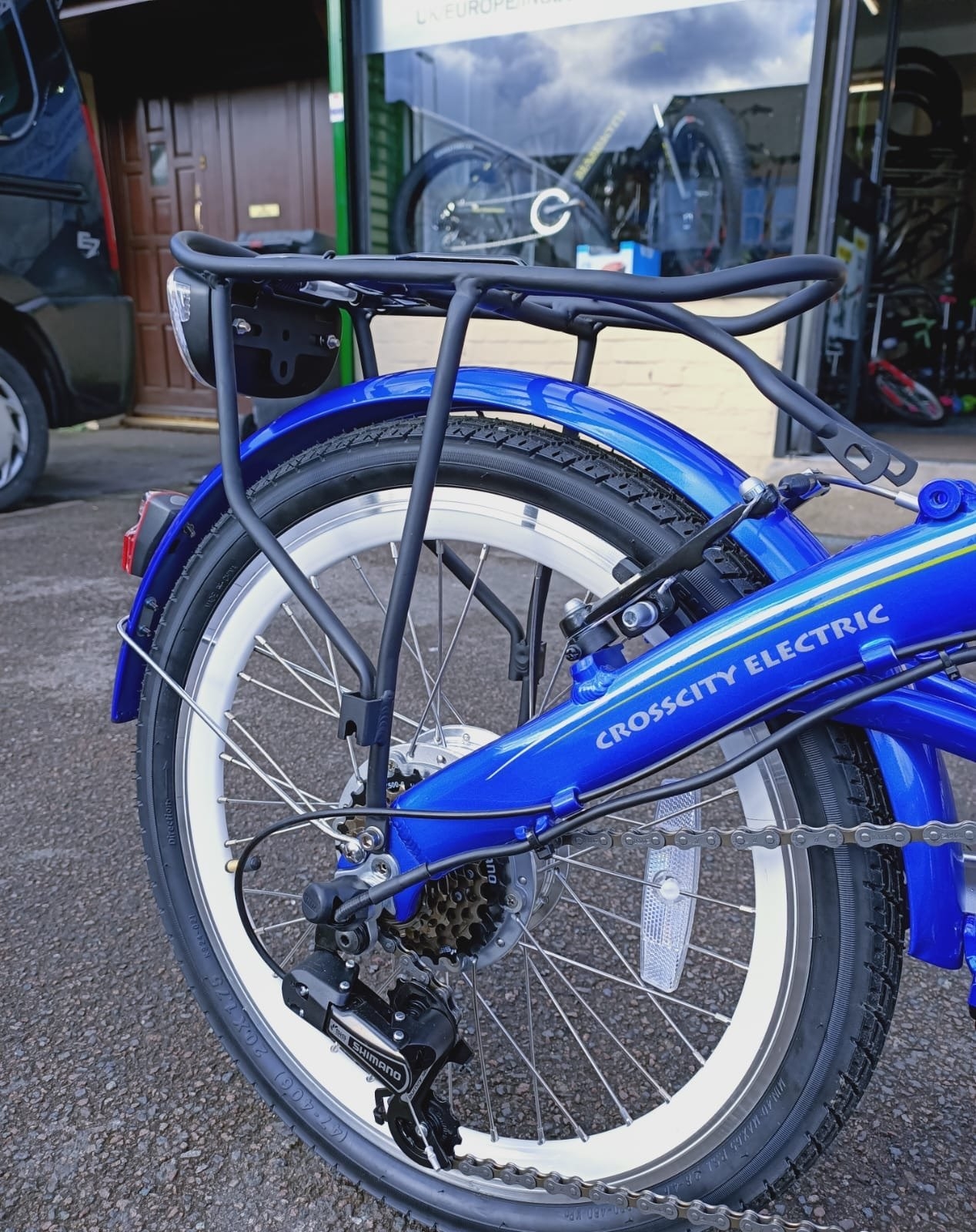 Folding ebike – G-Hybrid – Crosscity – Built In Battery – Black – With Carrier – Green Hybrid Bikes