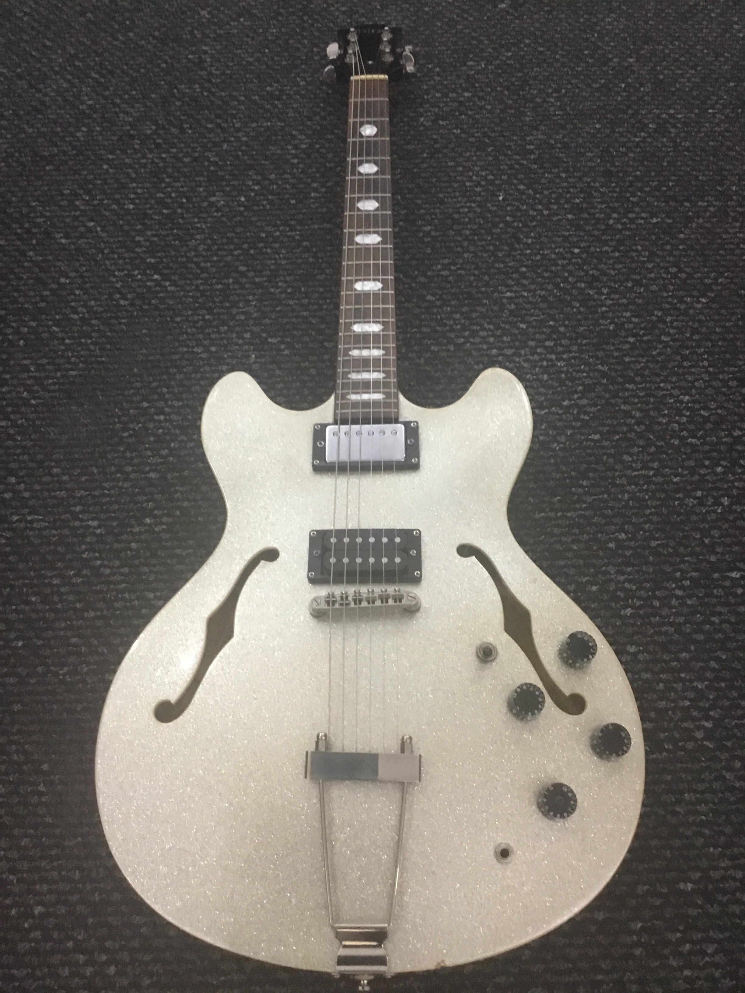 Shine MIK Korea 335 Dot Semi Electric Guitar Silver Sparkle – Used