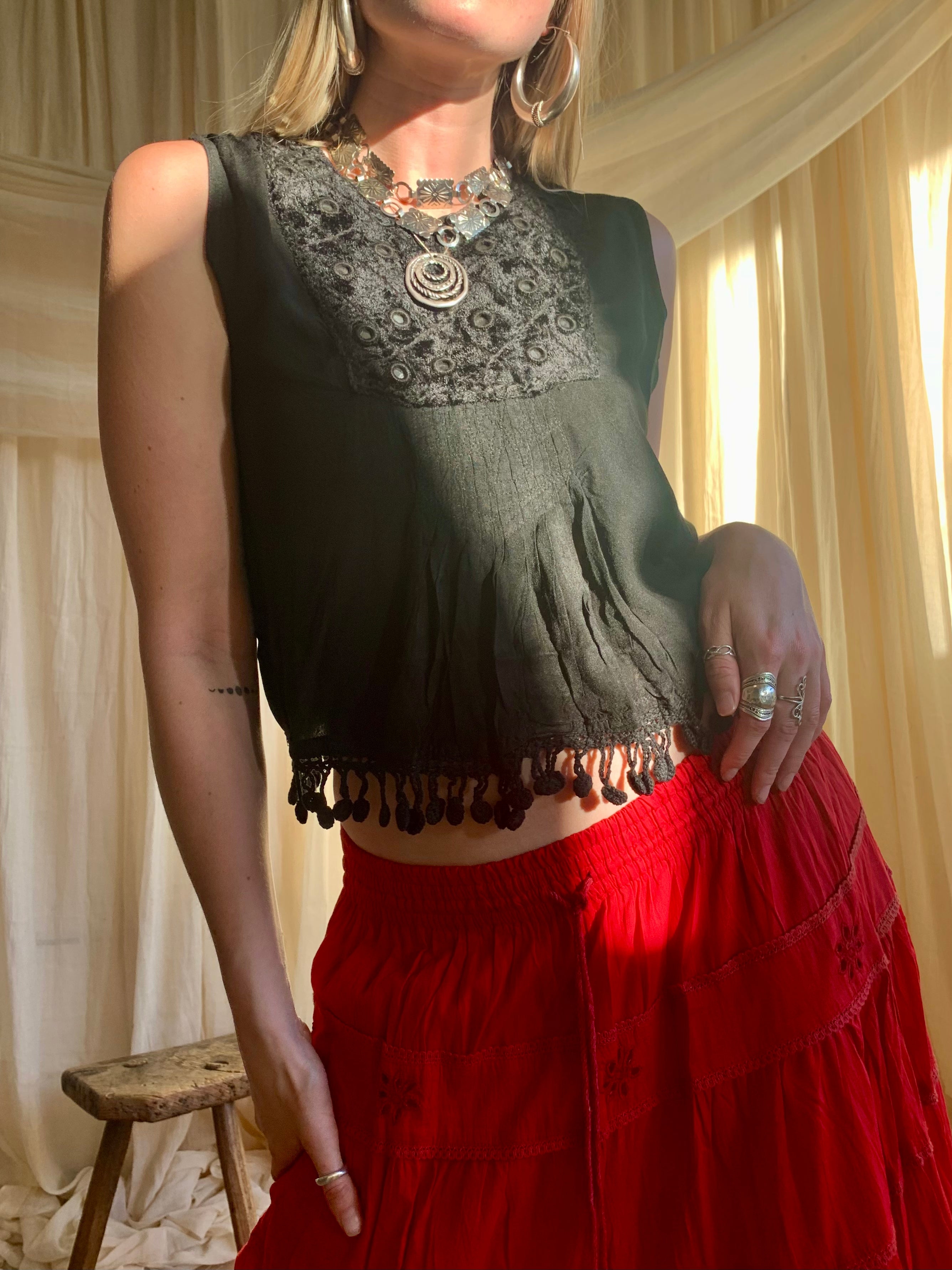 (Multi Colours) Tassel Top White – Portobello Vintage Market