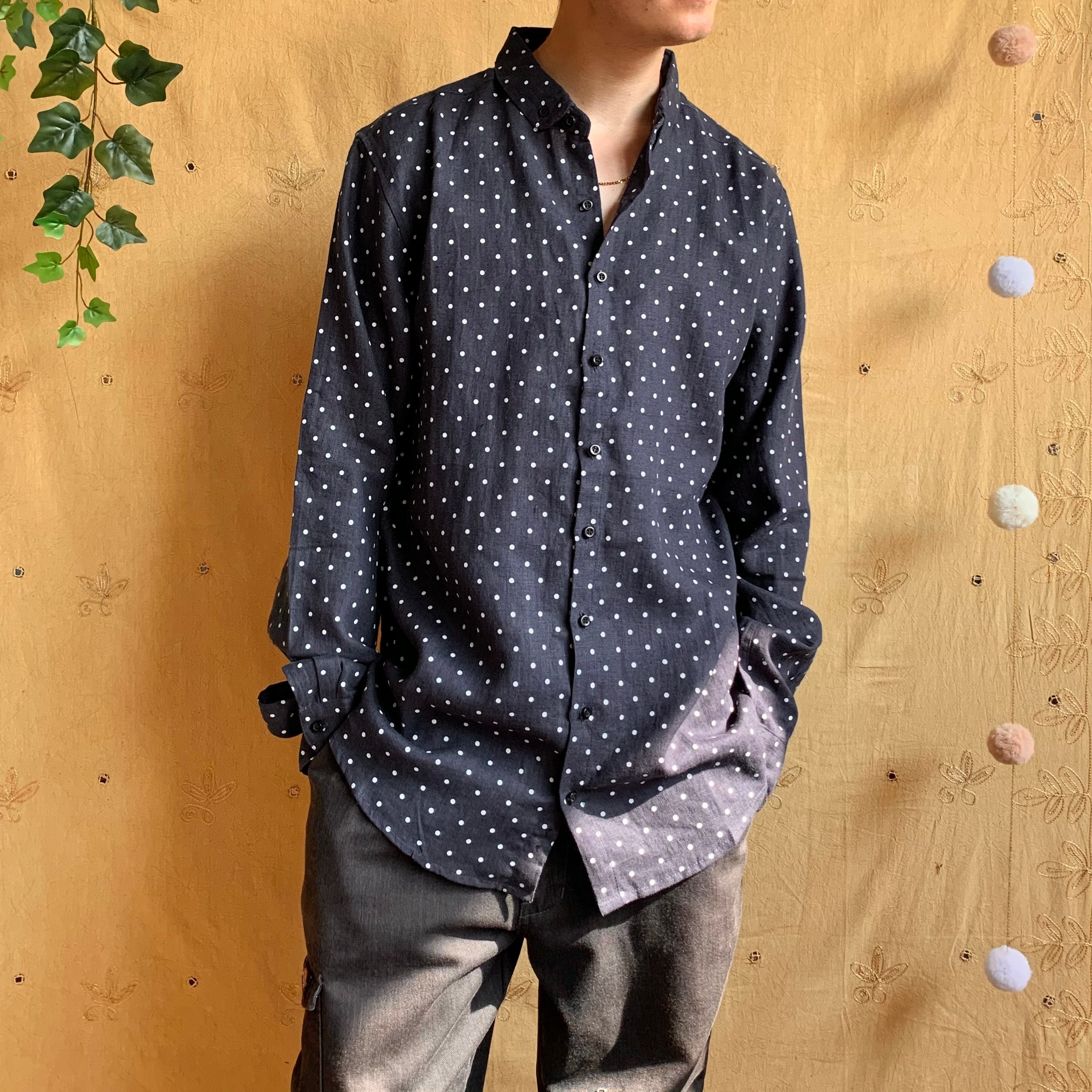 Thick Polka Print Shirt S / Blue Navy W/White – Portobello Vintage Market