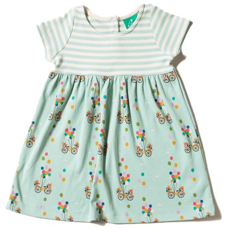 Little Green Radicals Toddler Flying High Easy Peasy Dress – Blue Green – 3-4 years