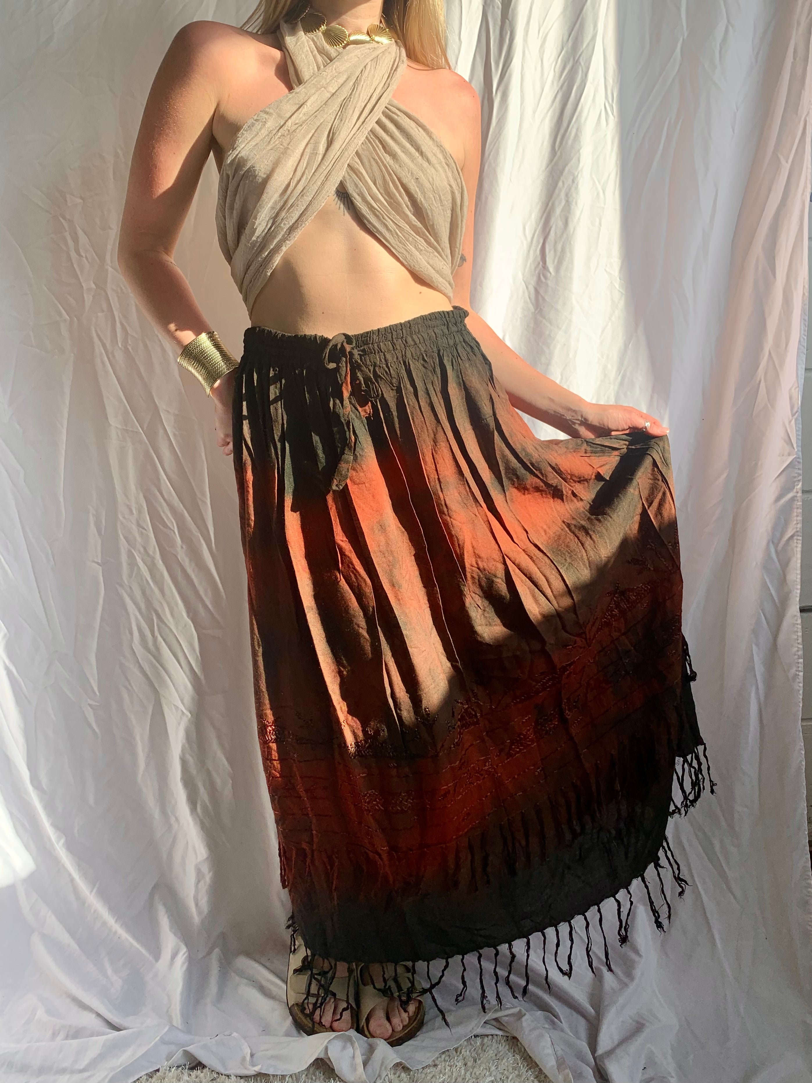Tie Dye Tassel Skirt Maroon – Portobello Vintage Market