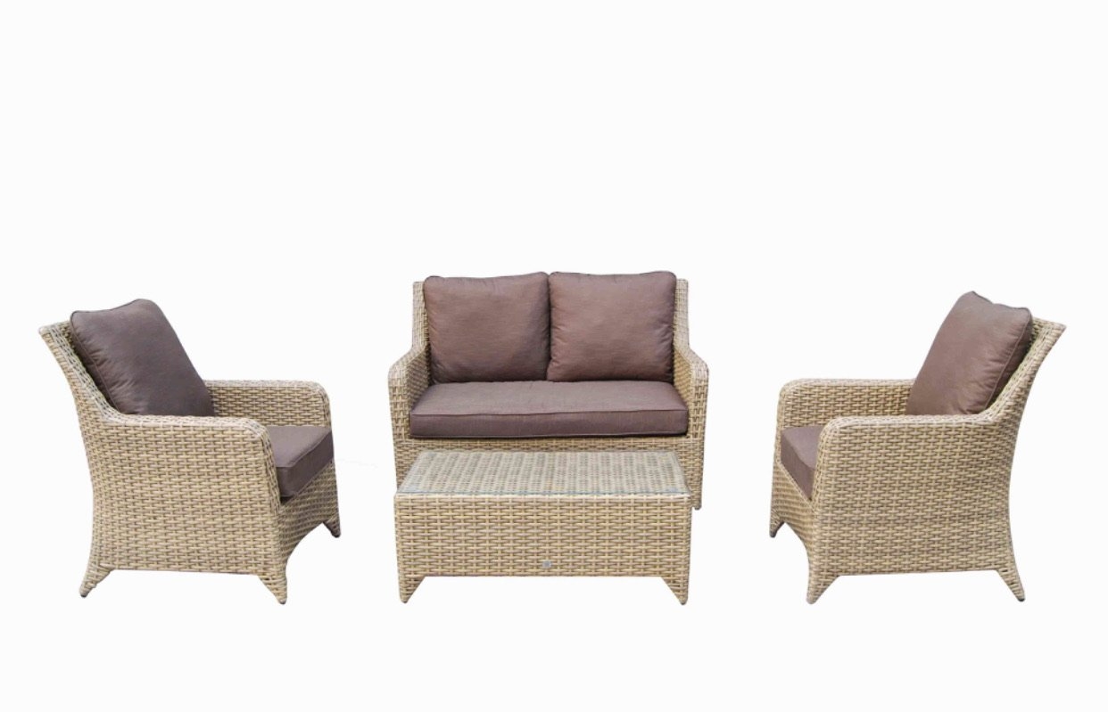 Sahara 4 Seat Rattan Sofa Set- In Cream – 4 seater sofa set caramel
