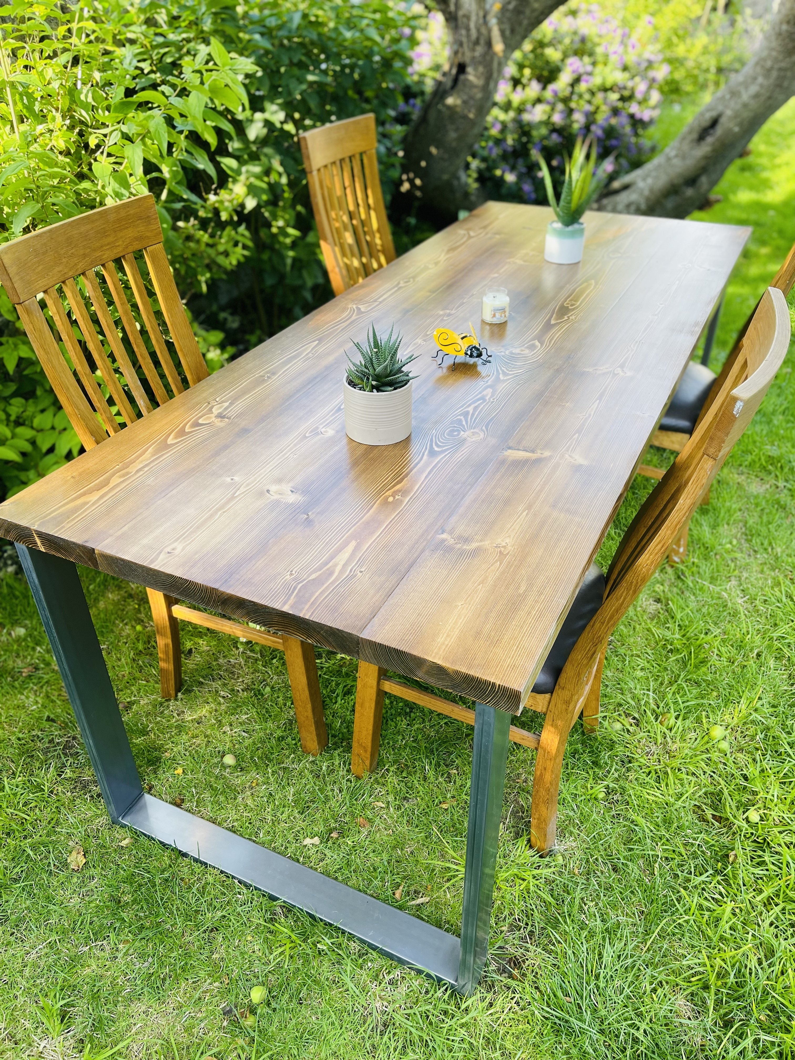 Garden Dining Table & Bench Set With Square Legs – 240cm & 2 Benches