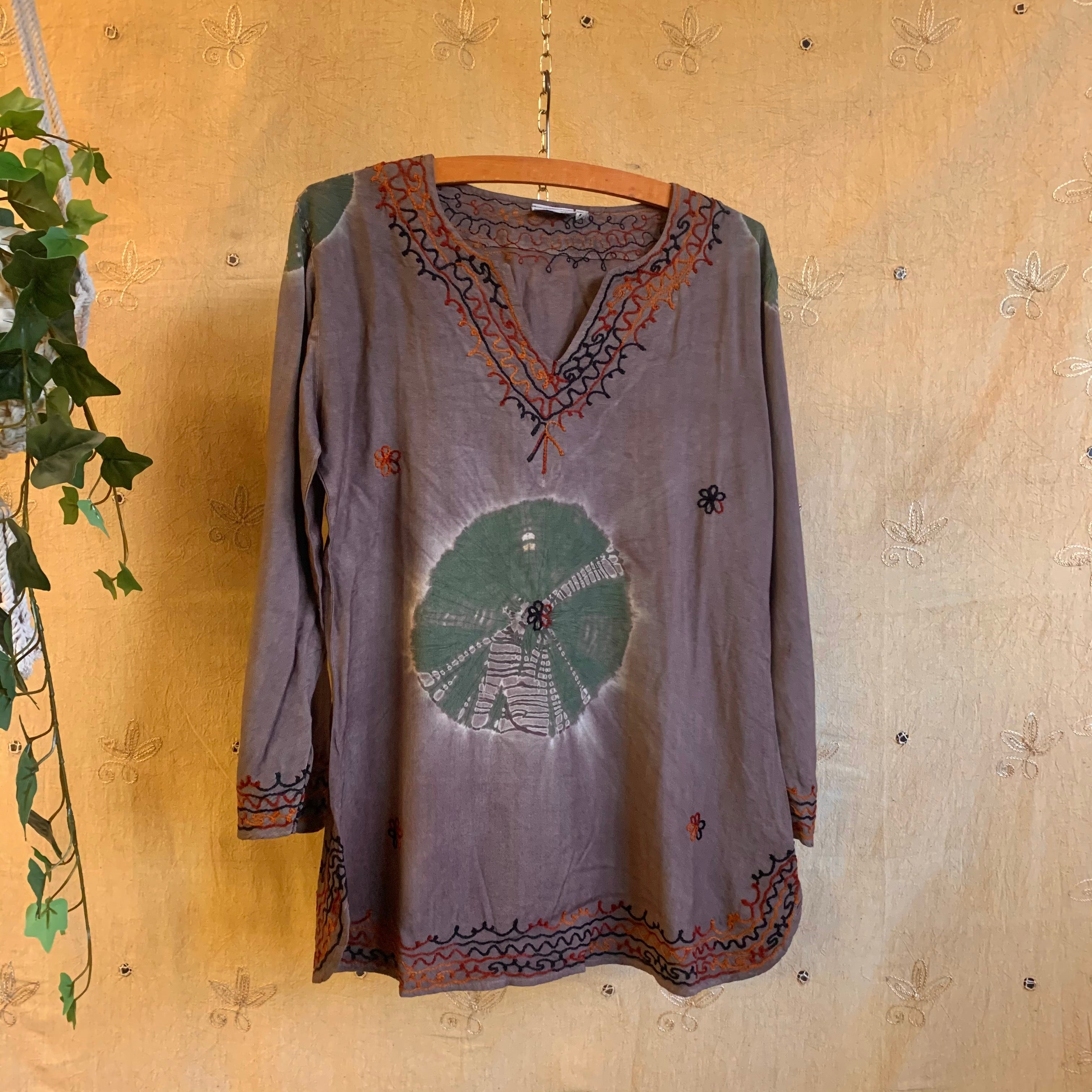 Tie Dye Embroidered Cotton Tunic S / Coffee – Portobello Vintage Market