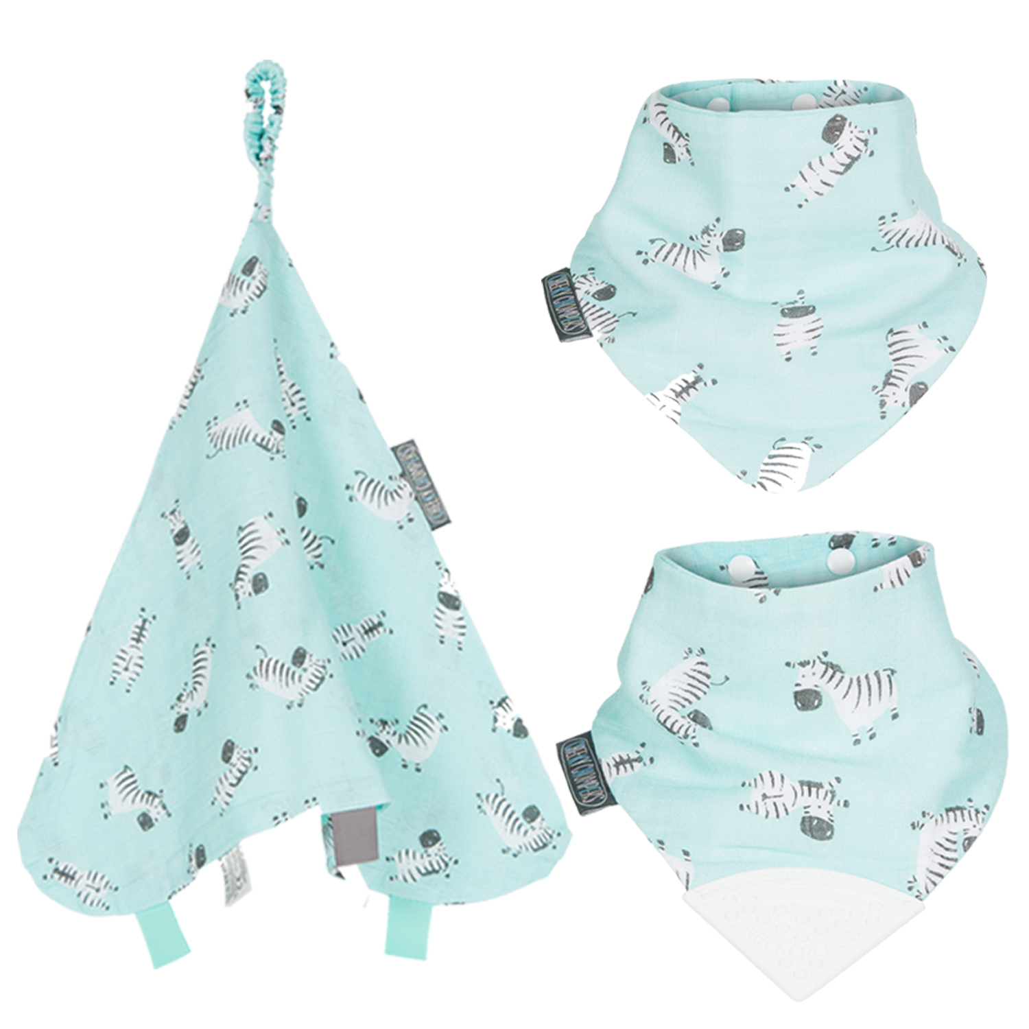 Cheeky Chompers Zebra Dreams Organic Little Box of Cheekiness – Aqua