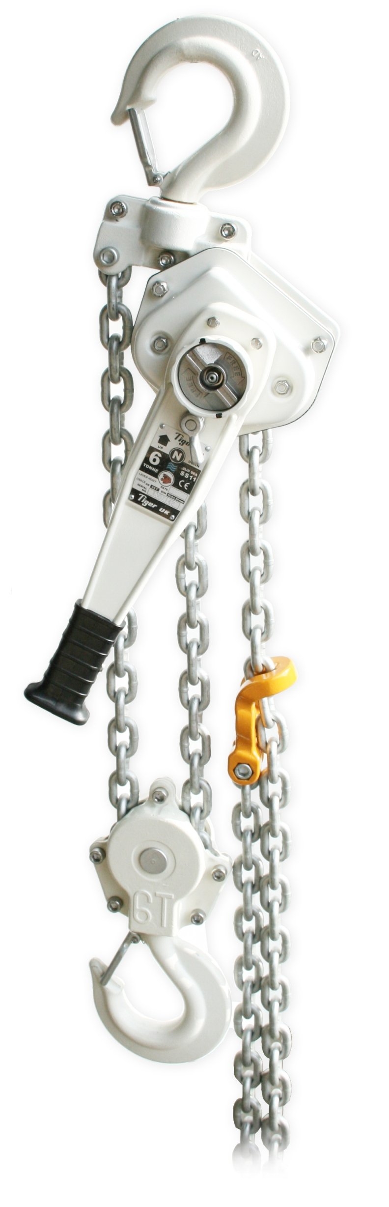 Hoistshop – Tiger Subsea Lever Hoist Type SS11 – 15.0T Capacity – 210-41 – 7.0m – Stainless Steel – White / Silver