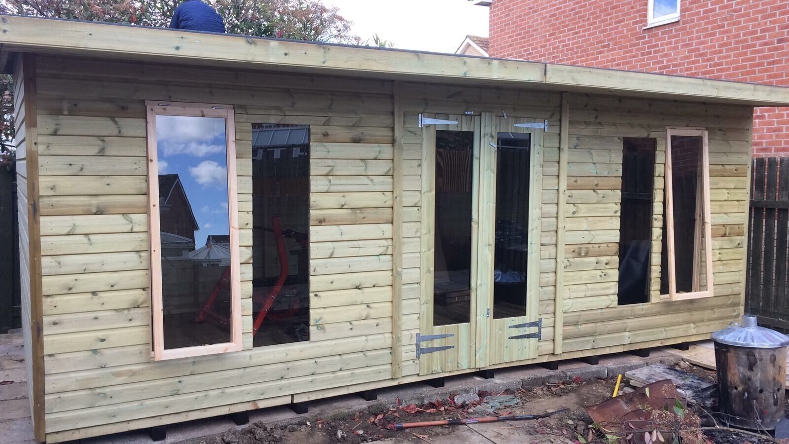 20 x 10ft Wooden Shed / Summerhouse Home Studio Pent With 2ft Overhang Lean Too