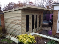 Wooden Garden Sheds – 12 x 8ft – Green Pent / Homeoffice / 2ft Canopy Ultimate Tantalised 19mm