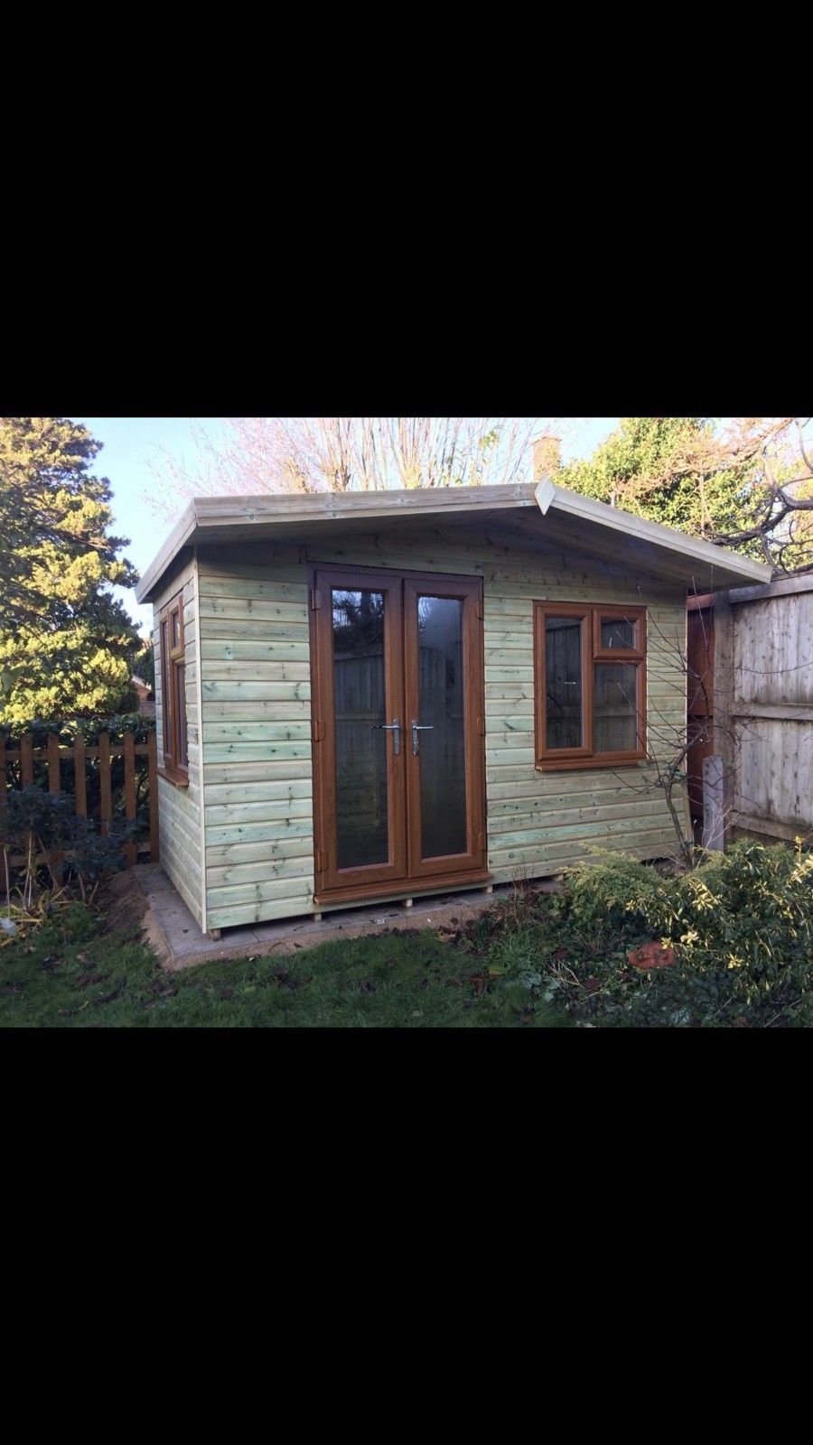 12 x 8ft Tanalised Garden Summerhouse With Upvc Rosewood Windows And Doors