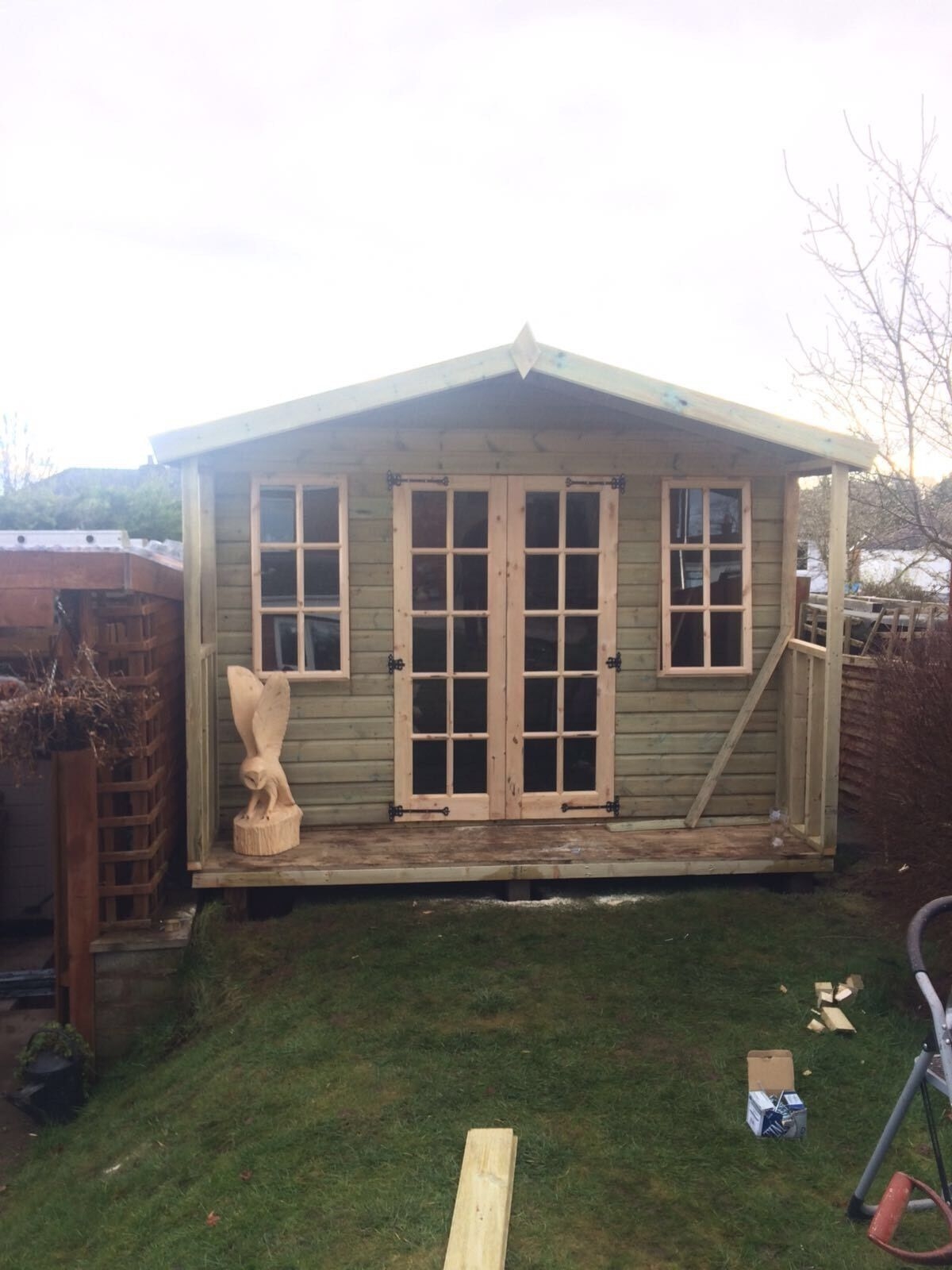 14 x 10ft Wooden Gabled Roof Style Summerhouse Double Door & Front 2 Awning Windows