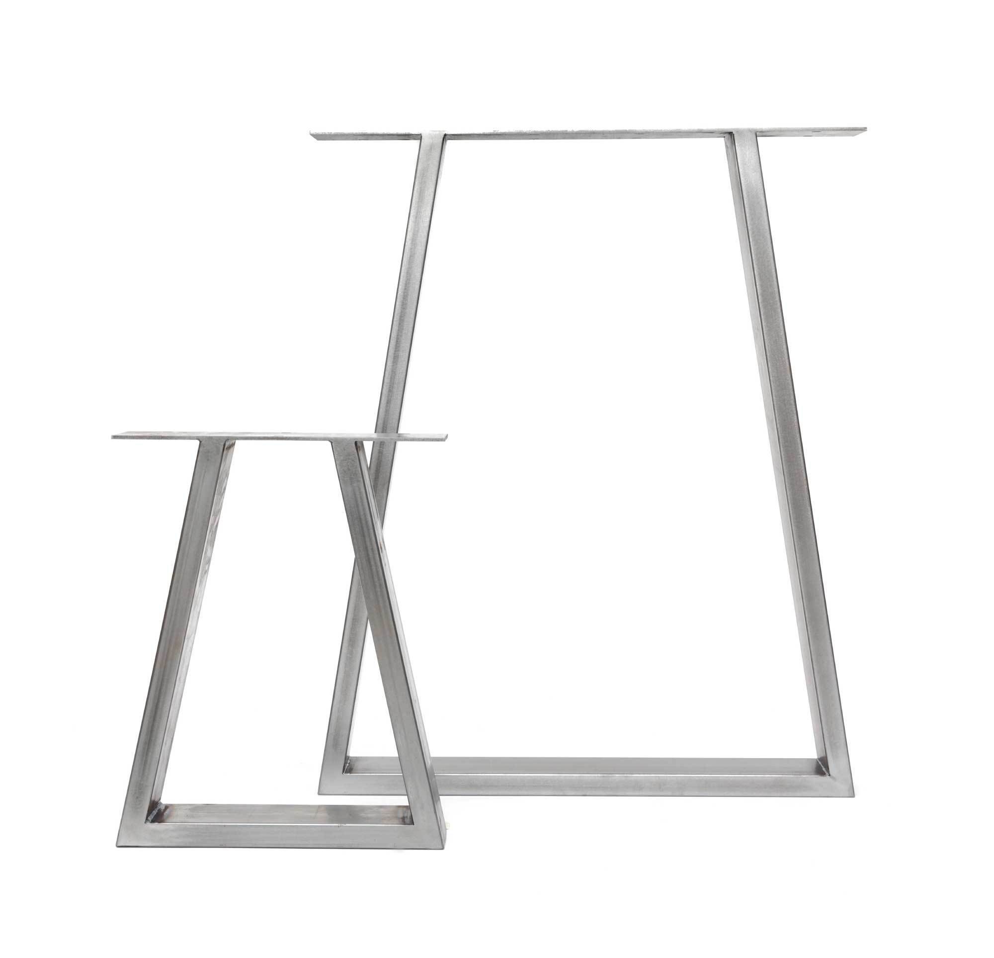 Trapezium Industrial Table Legs – Pair – Steel – Silver – 71cm x 58cm – Pack Of 2 – The Hairpin Leg Company