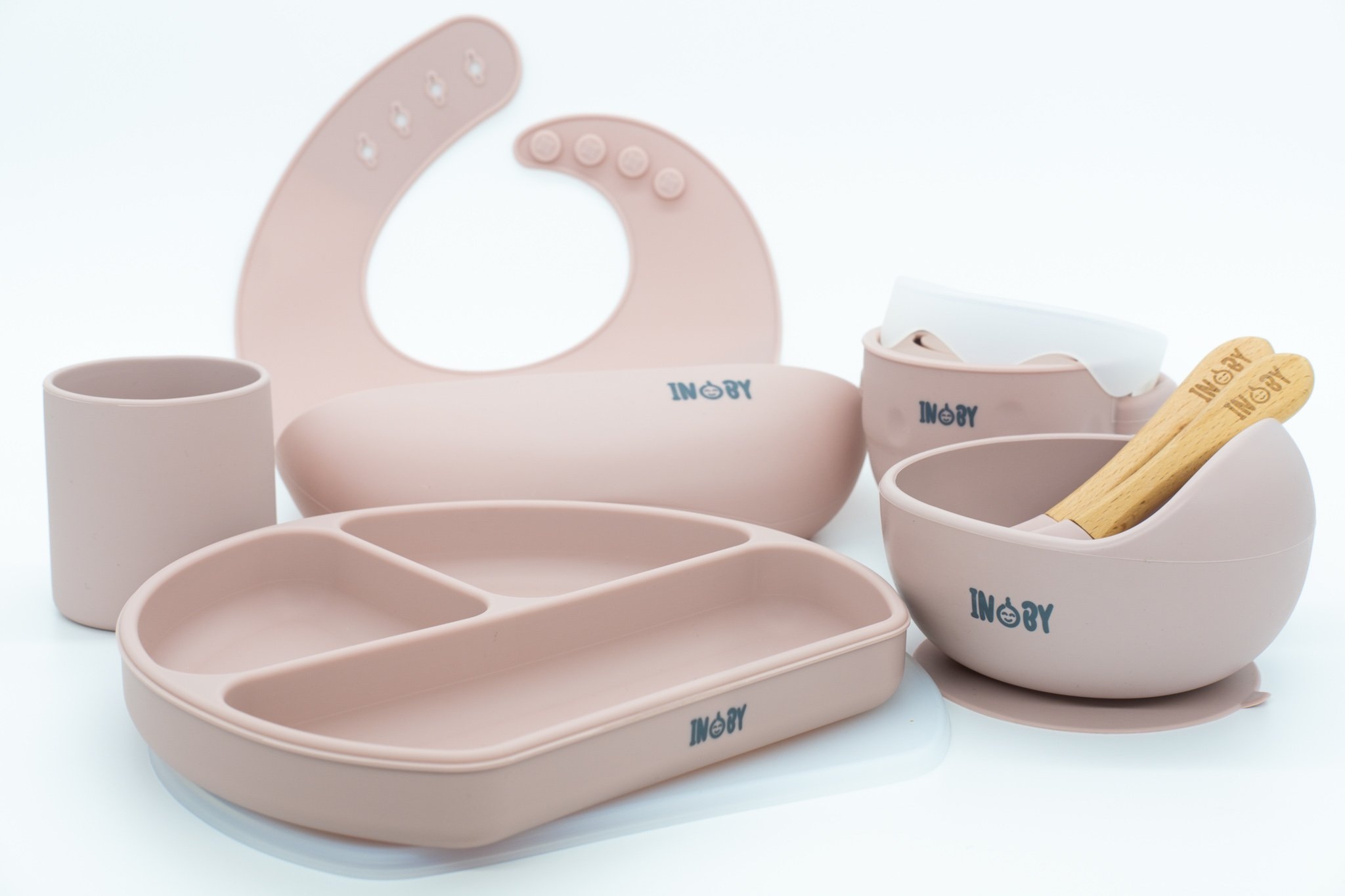 INOBY Silicone Complete Weaning Set Dusty Pink