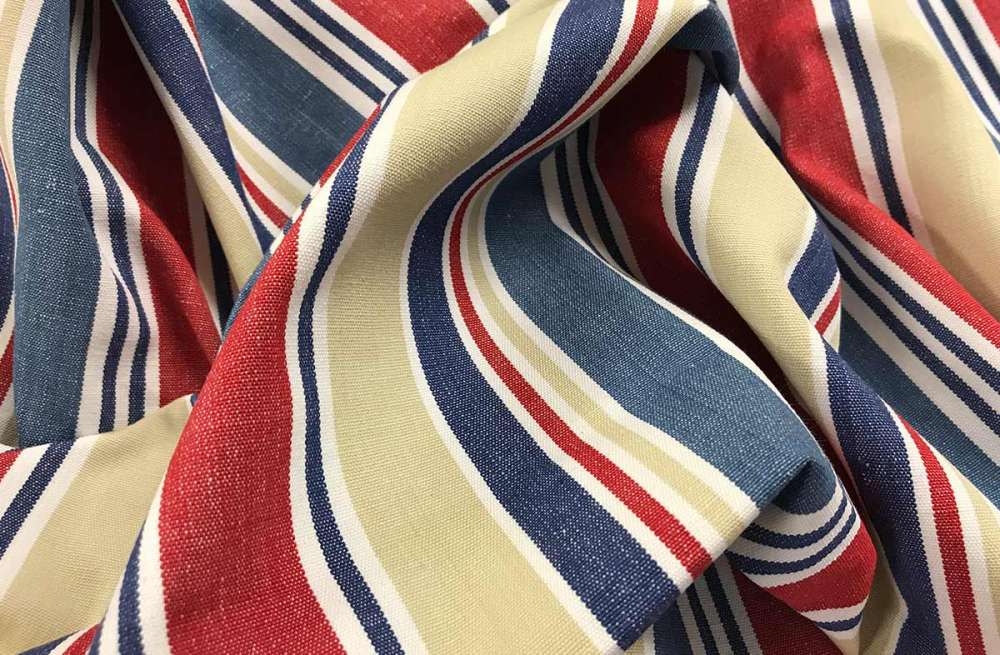 Striped Fabrics Blue, Red and Beige Stripes