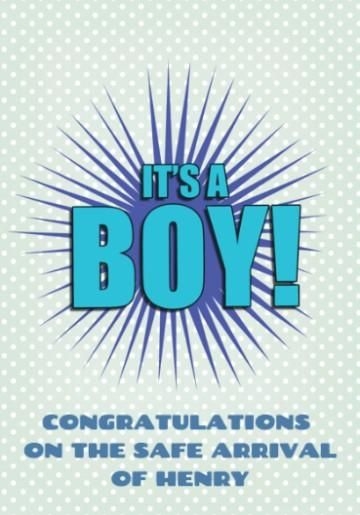 It S A Boy Personalised Blue New Baby Card