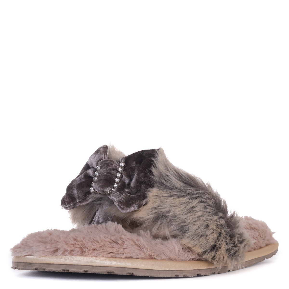 Jacqui Luxury Faux Fur Toe Post Slippers – Small – Gingerbread – Women’s – Bedroom Athletics