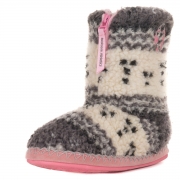 Jessica Faux Fur Slipper Boots – Medium – Grey / Soft Pink – Women’s – Bedroom Athletics