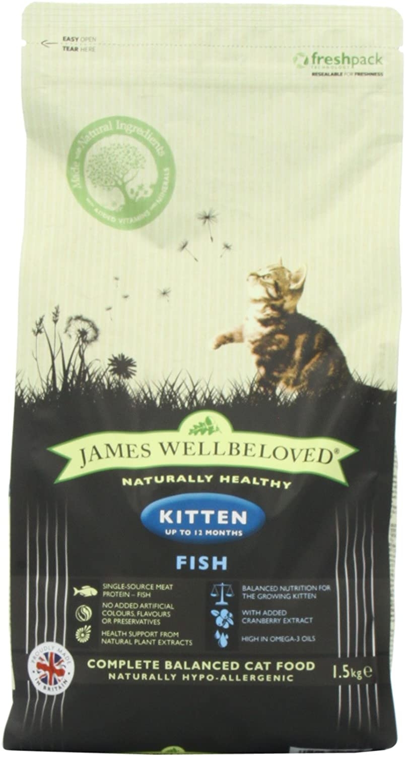 James Wellbeloved Complete Dry Kitten Food Fish and Rice, 1.5 kg – Fur2Feather Pet Supplies